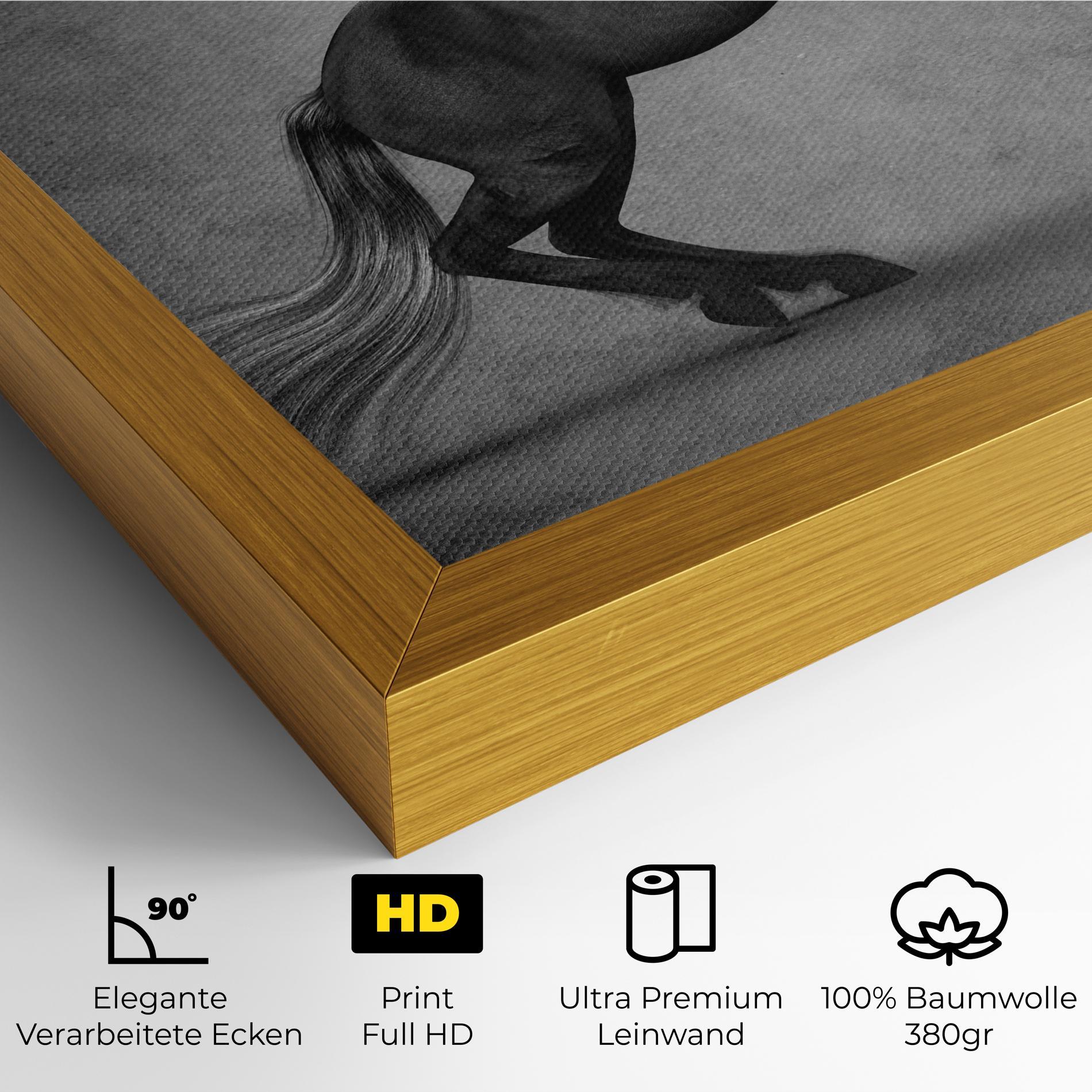 Leinwandbild Black Horse Jumping mockup 4