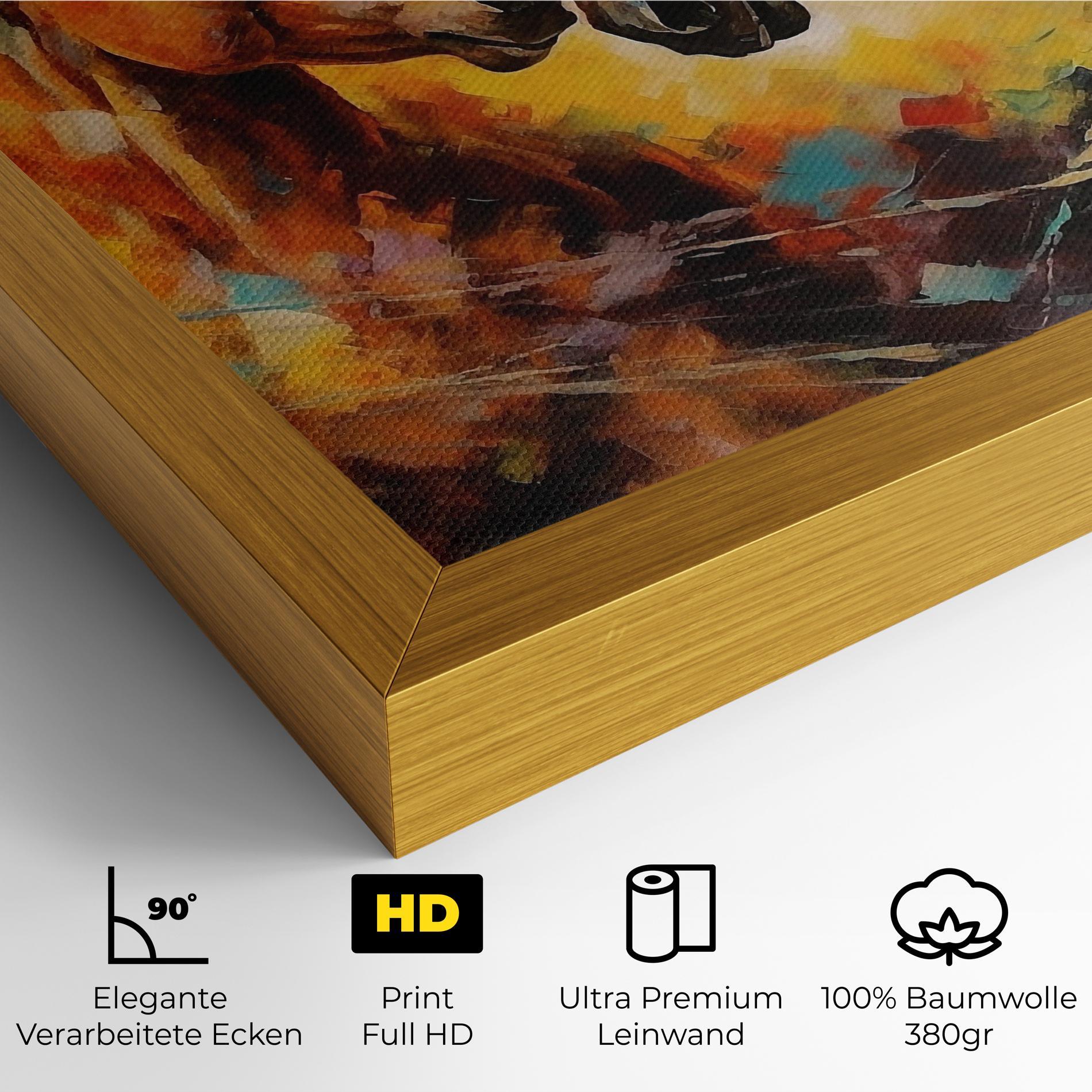 Leinwandbild Brown Black Horses mockup 4