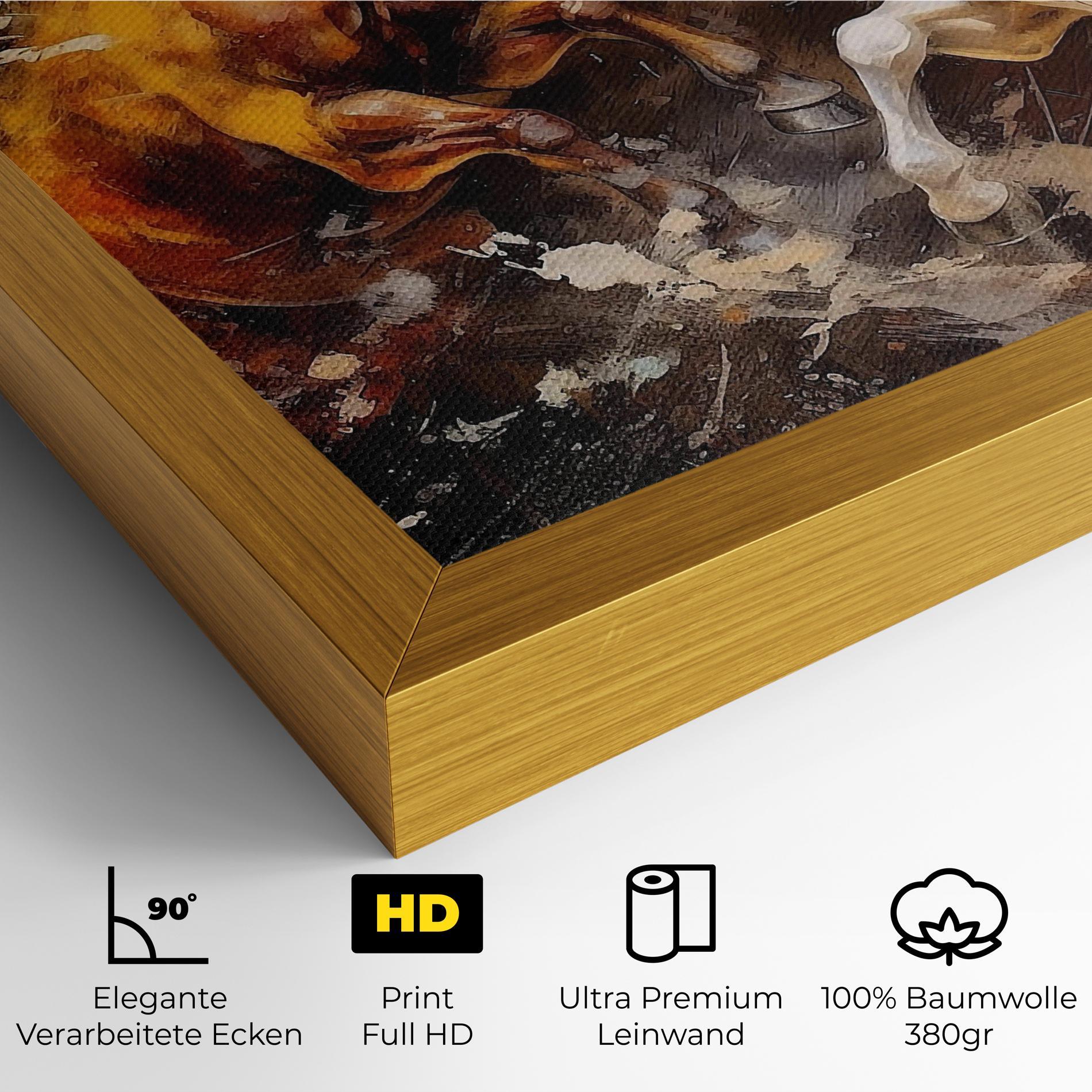 Leinwandbild Brown White Horses mockup 4