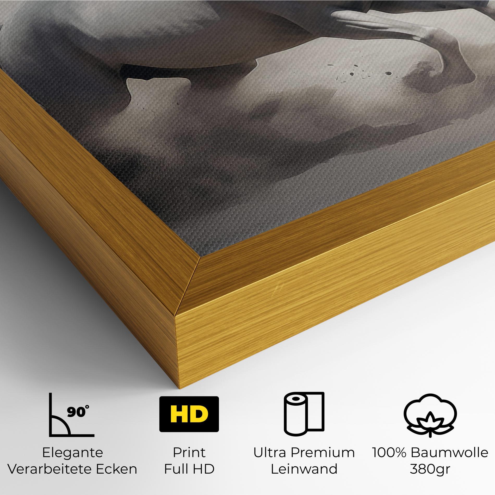 Leinwandbild Light Grey Horse Galloping mockup 4