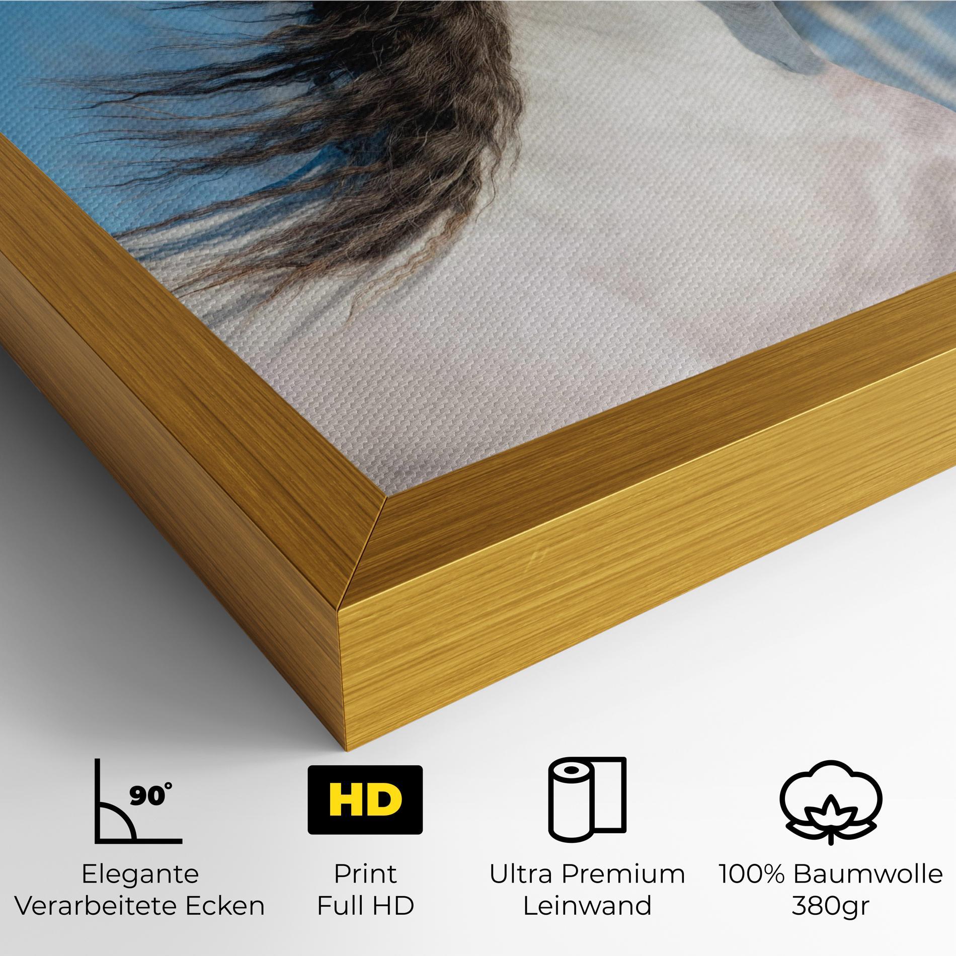 Leinwandbild Wild Black Hair Horse mockup 4