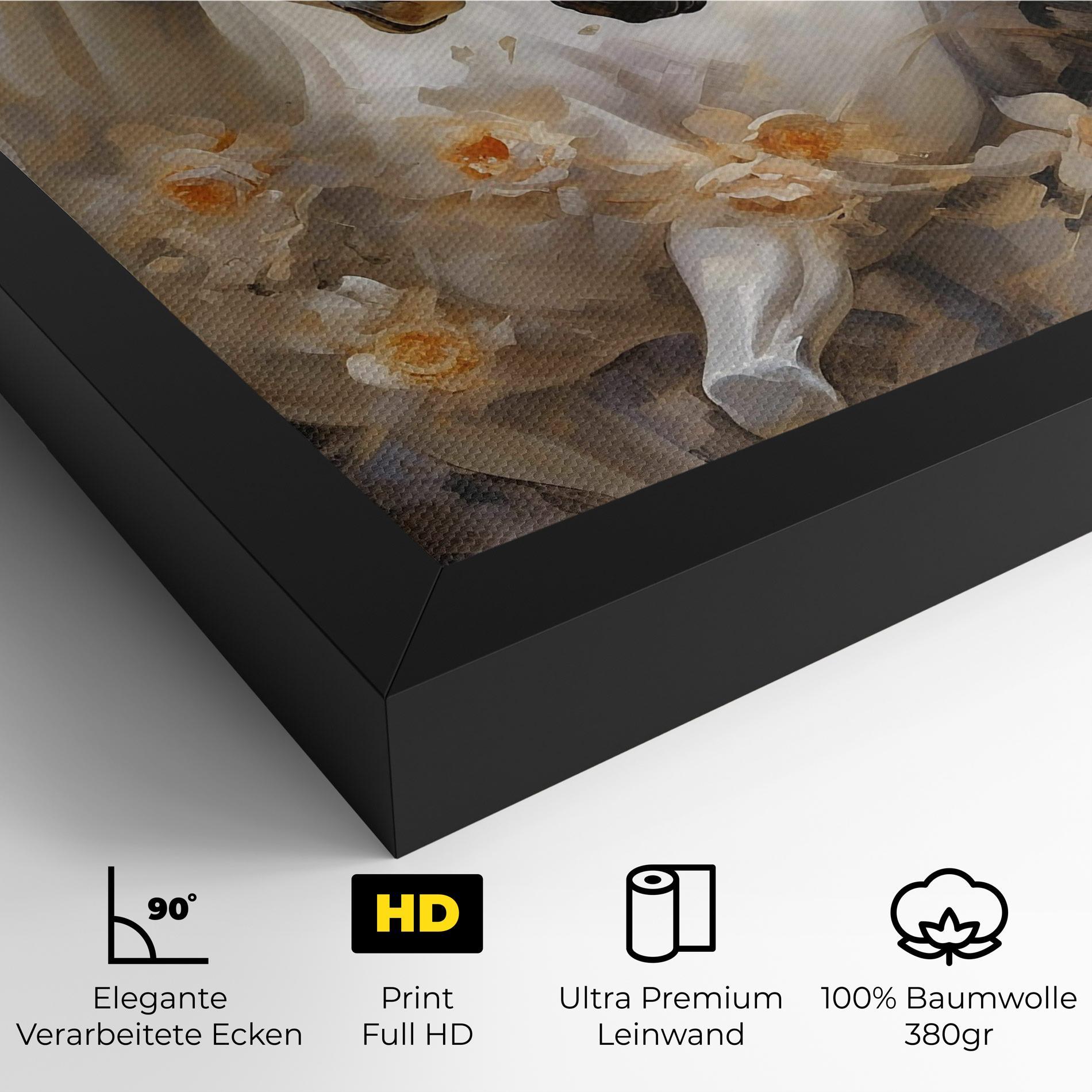 Leinwandbild Black And White Horses mockup 4