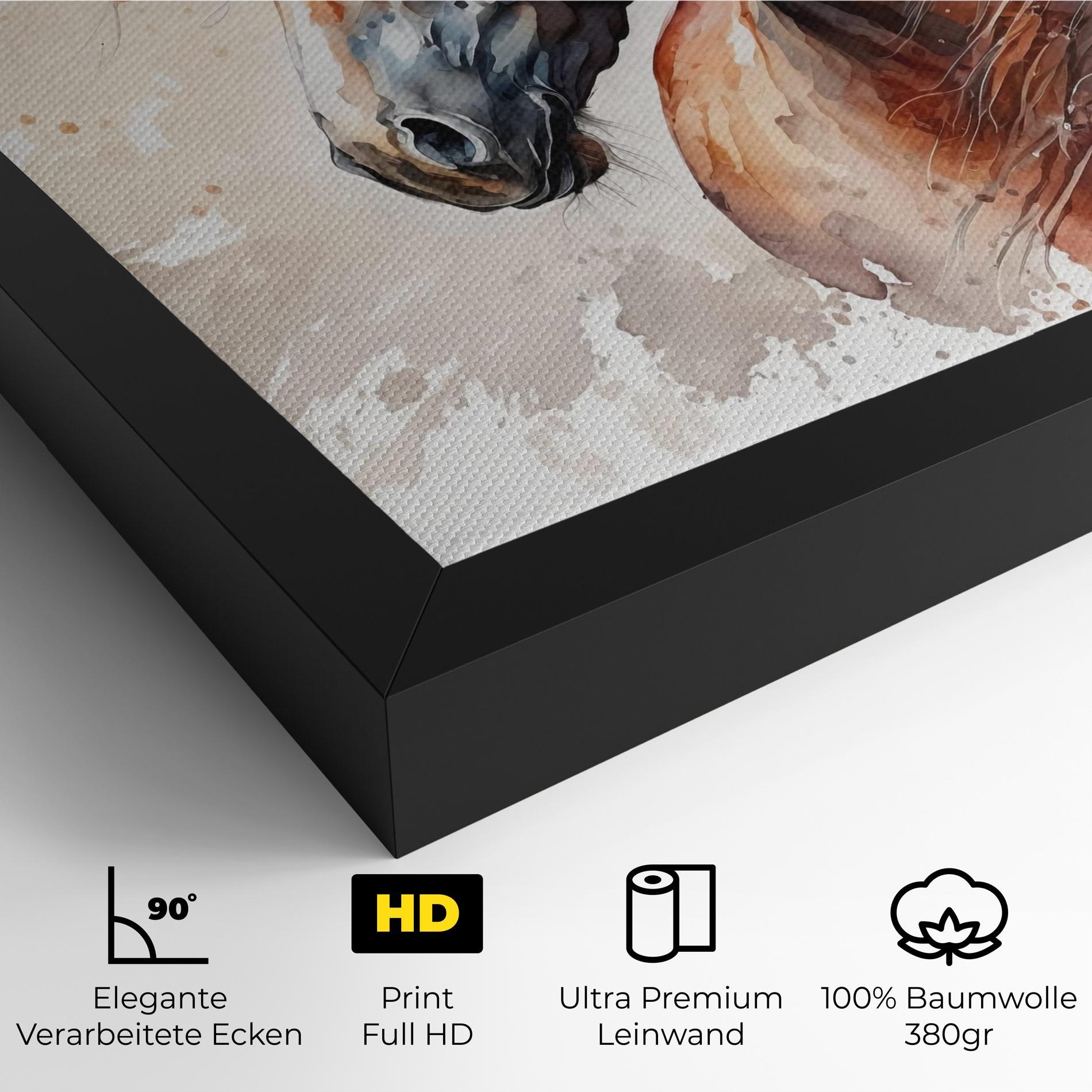 Leinwandbild Black Brown Horse Painting mockup 4