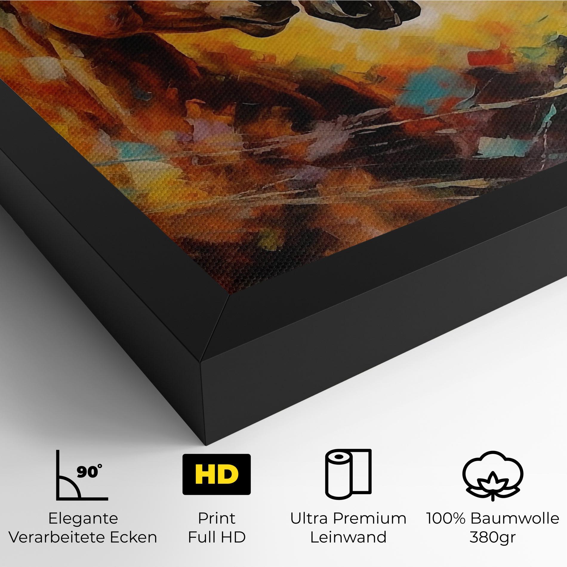 Leinwandbild Brown Black Horses mockup 4