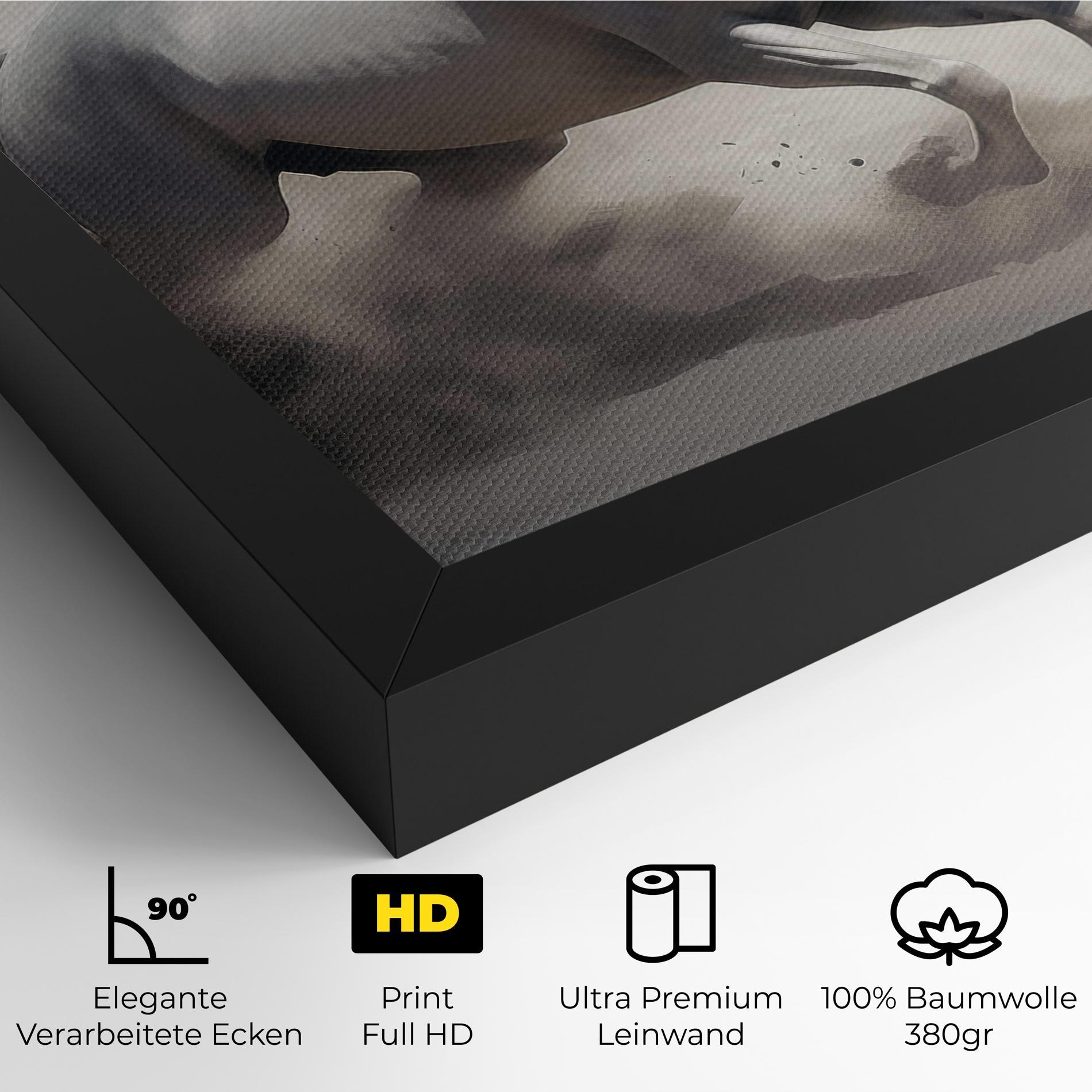 Leinwandbild Light Grey Horse Galloping mockup 4