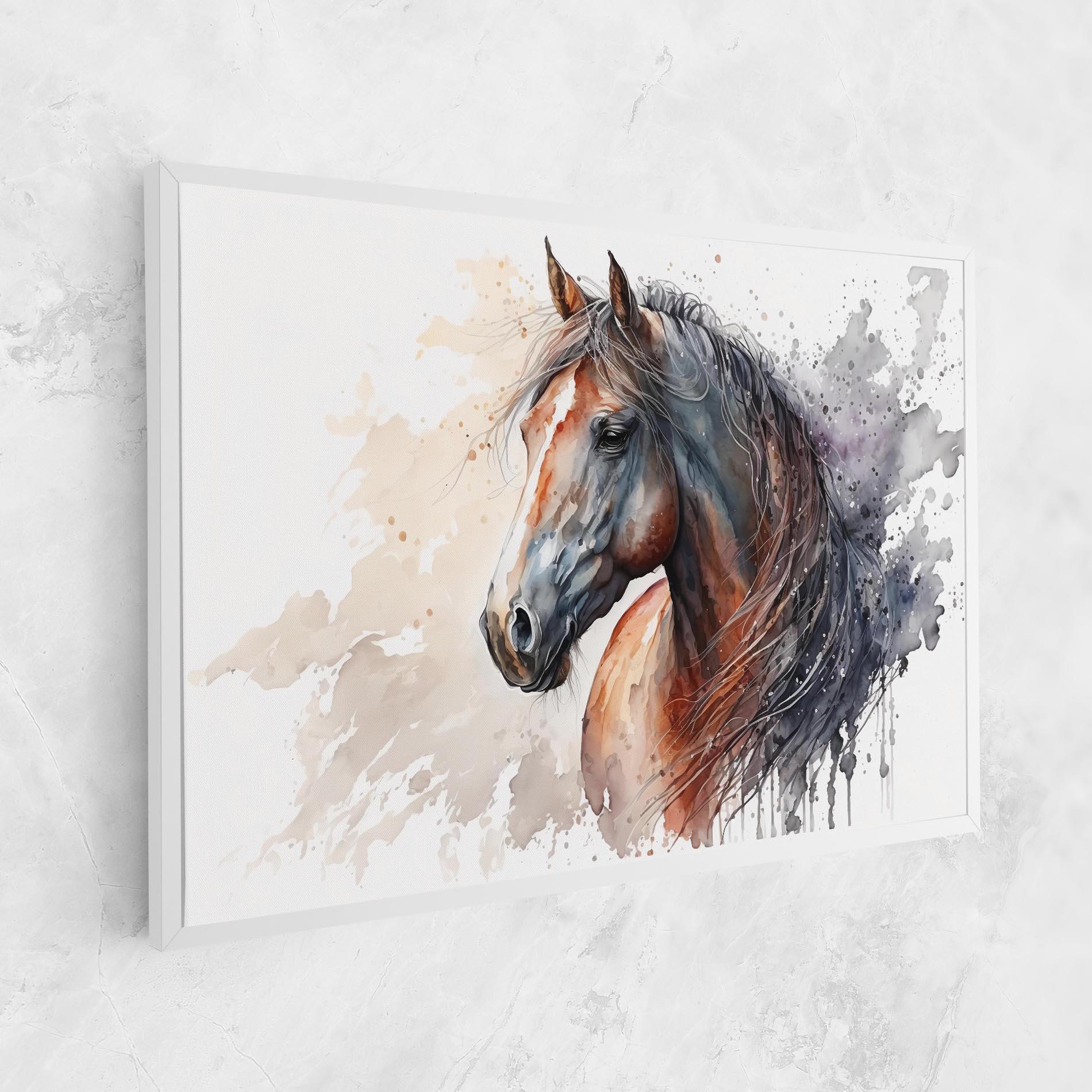 Leinwandbild Black Brown Horse Painting mockup 1