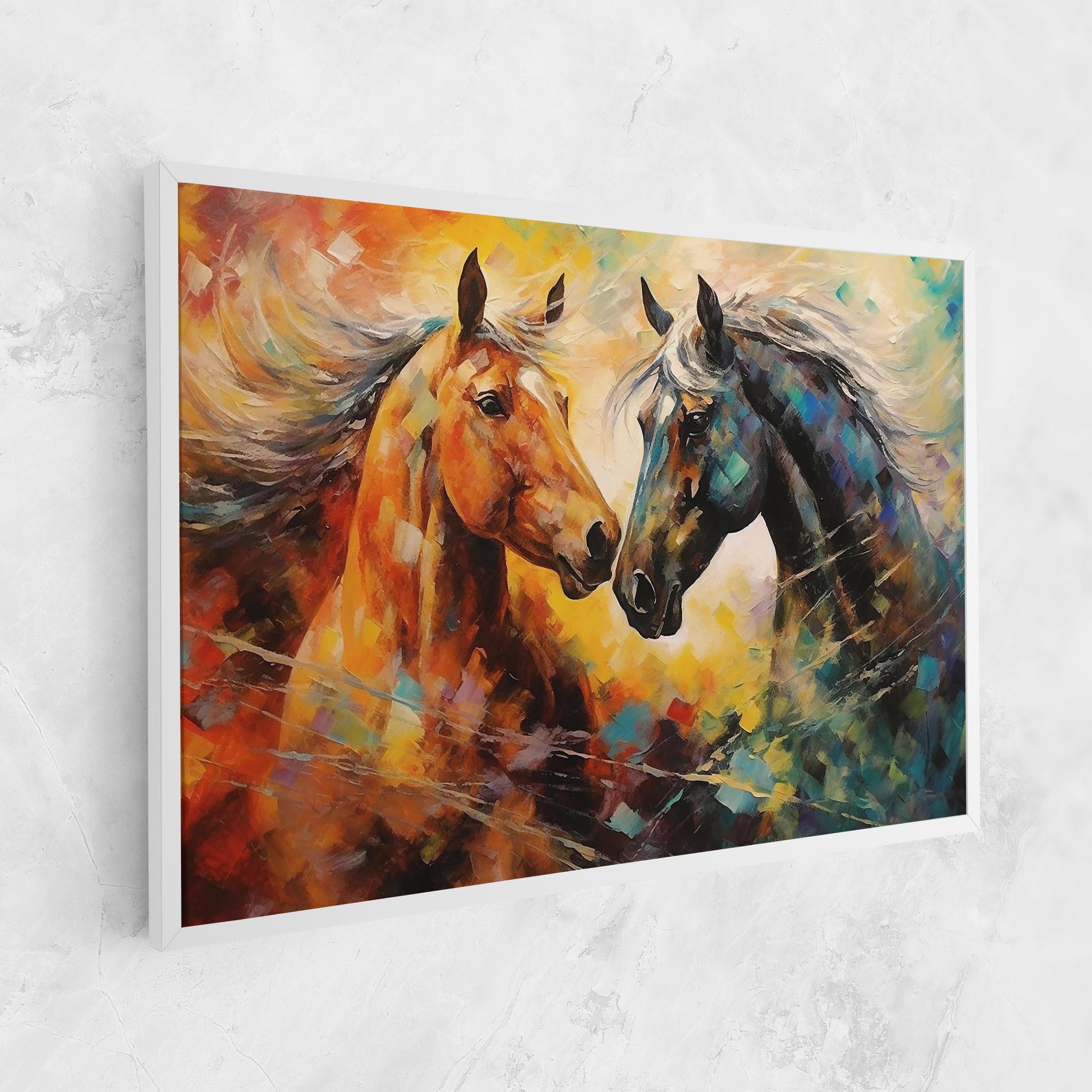 Leinwandbild Brown Black Horses mockup 1