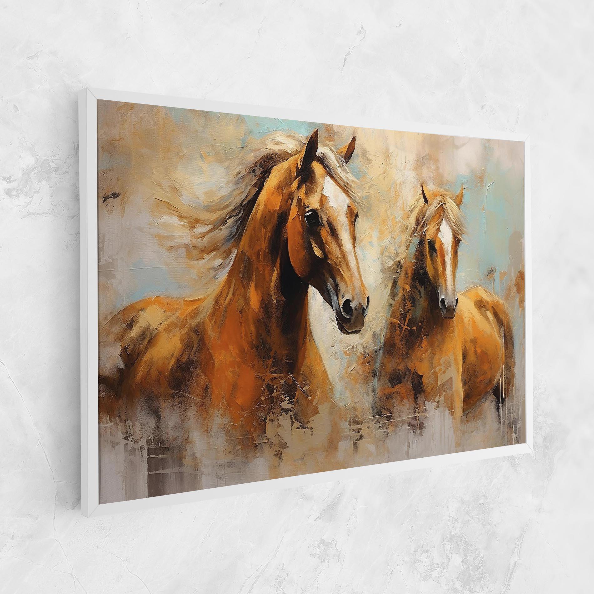 Leinwandbild Brown Horses Staying mockup 1