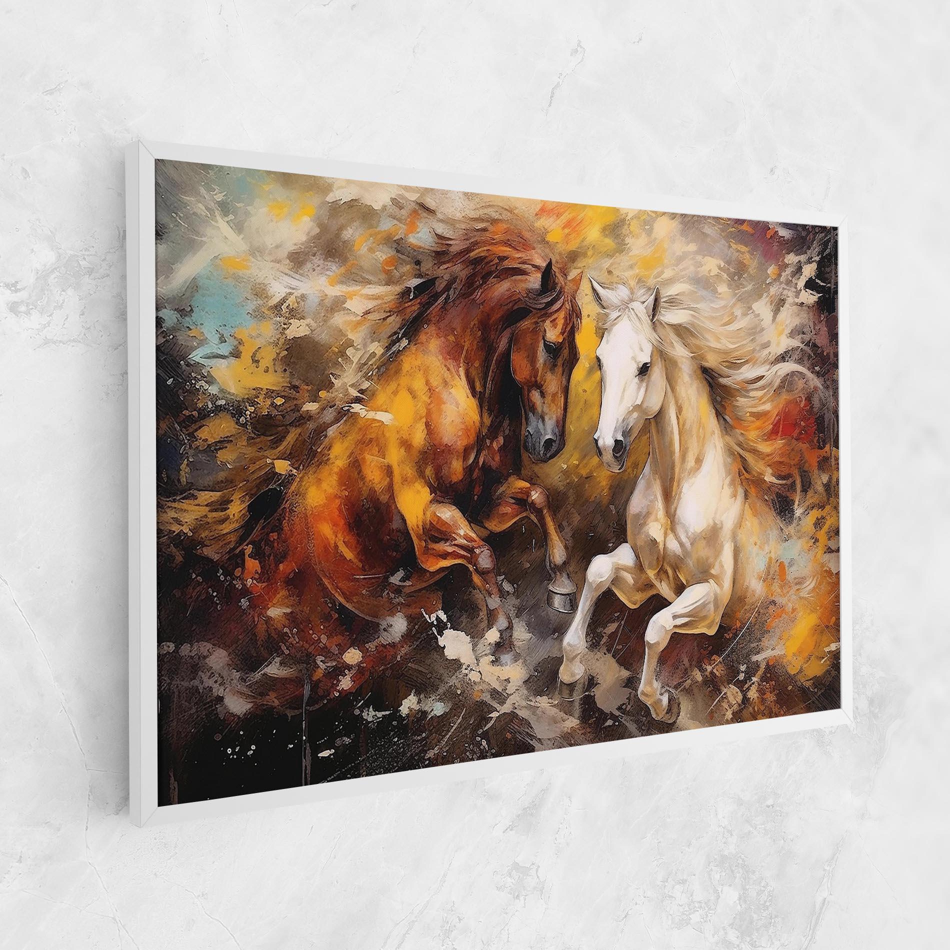 Leinwandbild Brown White Horses mockup 1