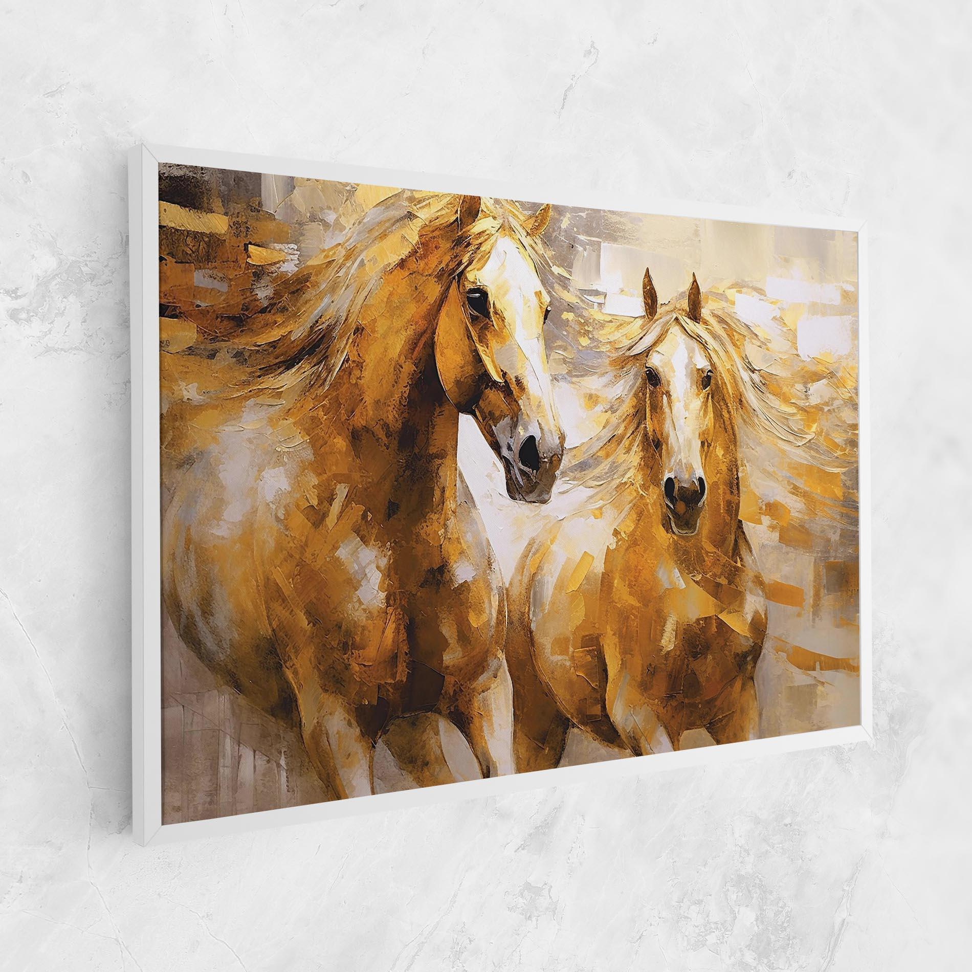 Leinwandbild Golden Brown Horses mockup 1