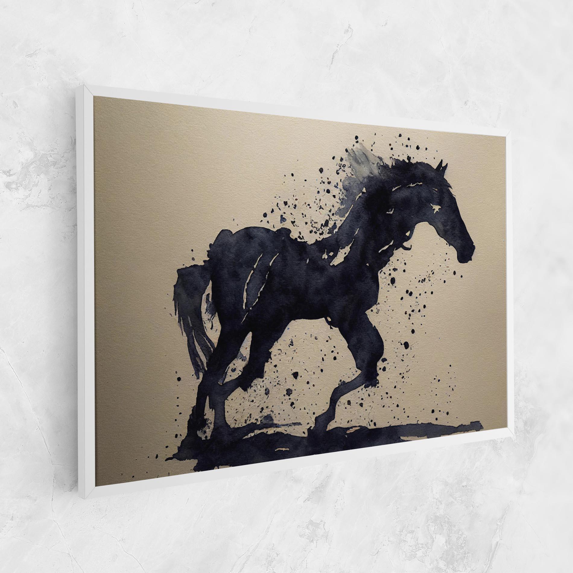 Leinwandbild Watercolor Black Horse mockup 1