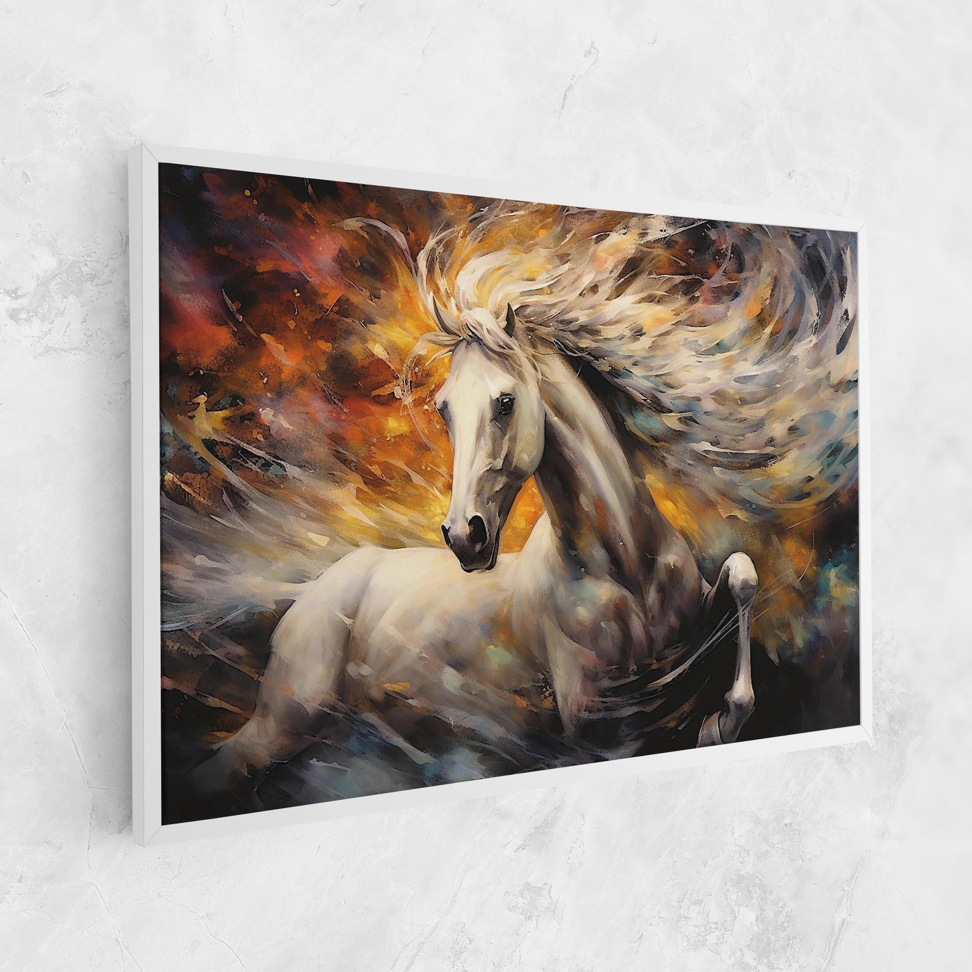 Leinwandbild White Horse Painting mockup 1