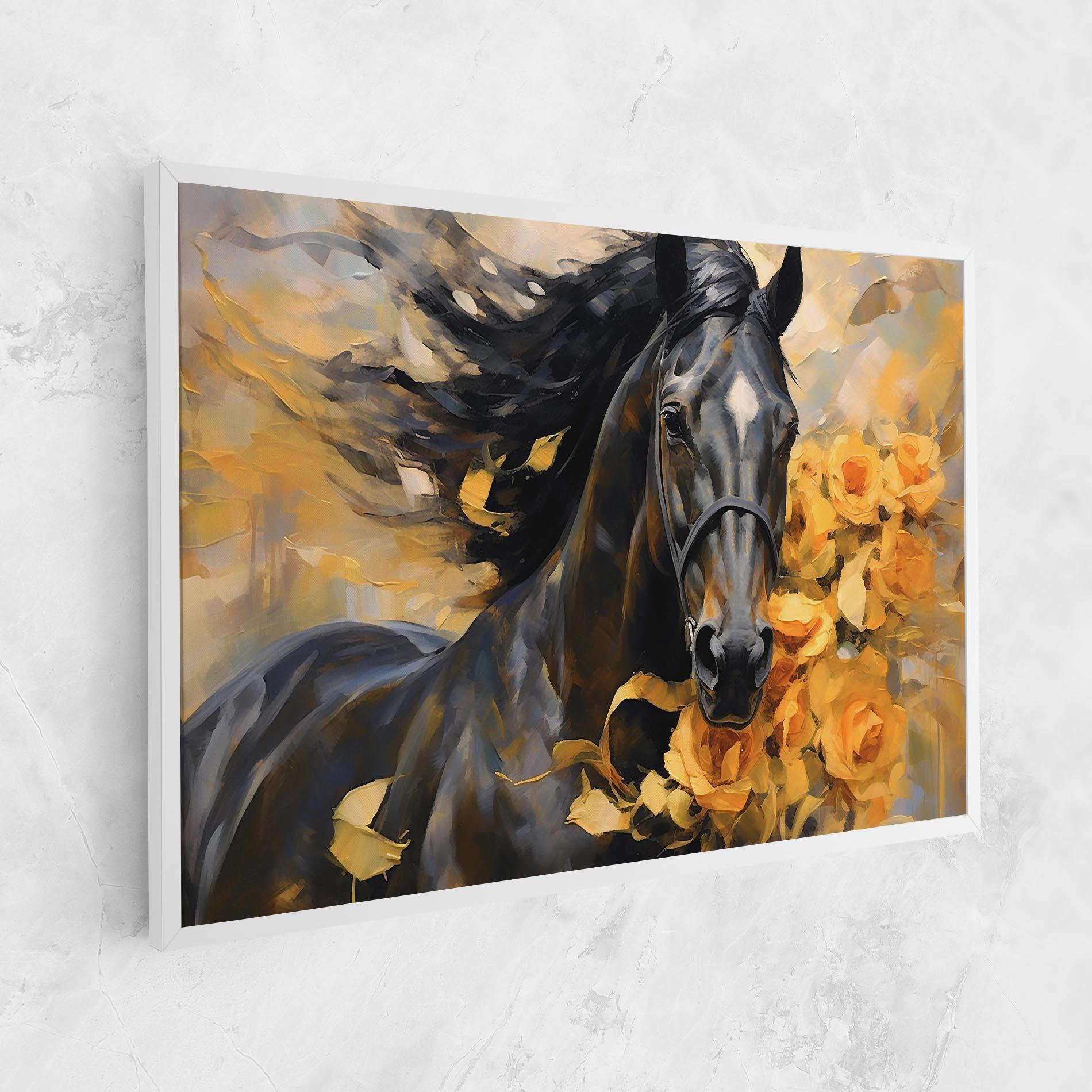 Leinwandbild Yellow Roses Horse mockup 1