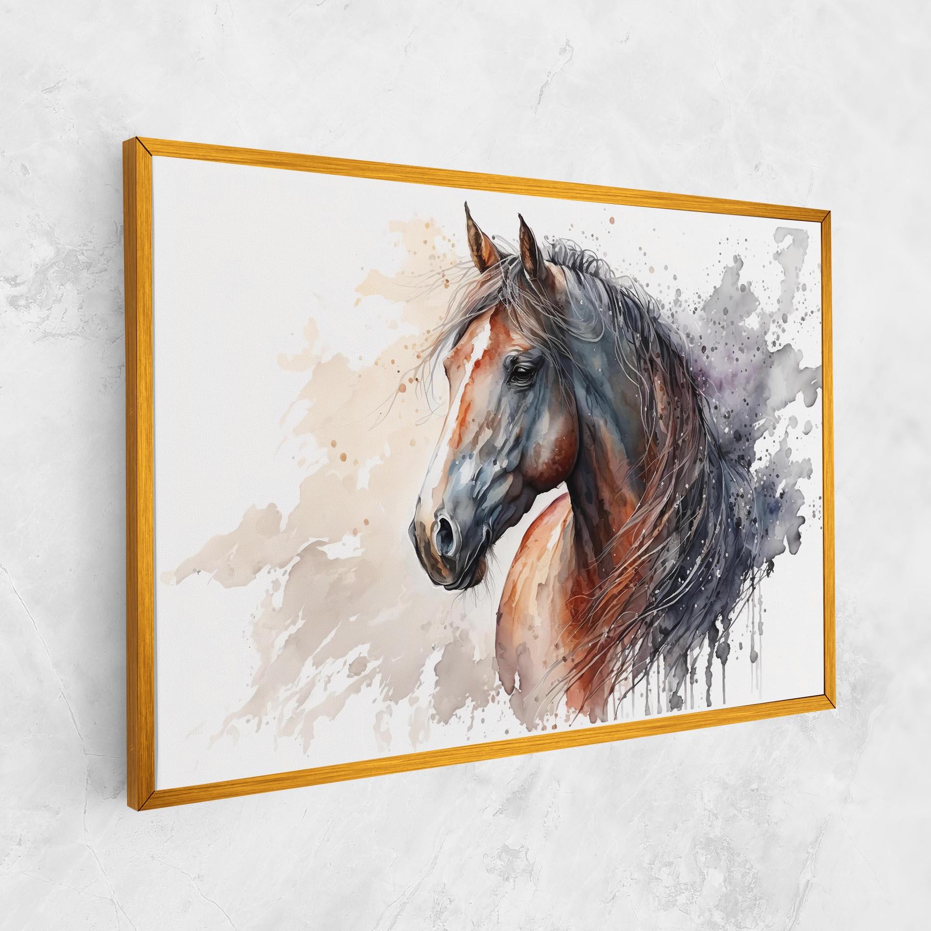 Leinwandbild Black Brown Horse Painting mockup 1