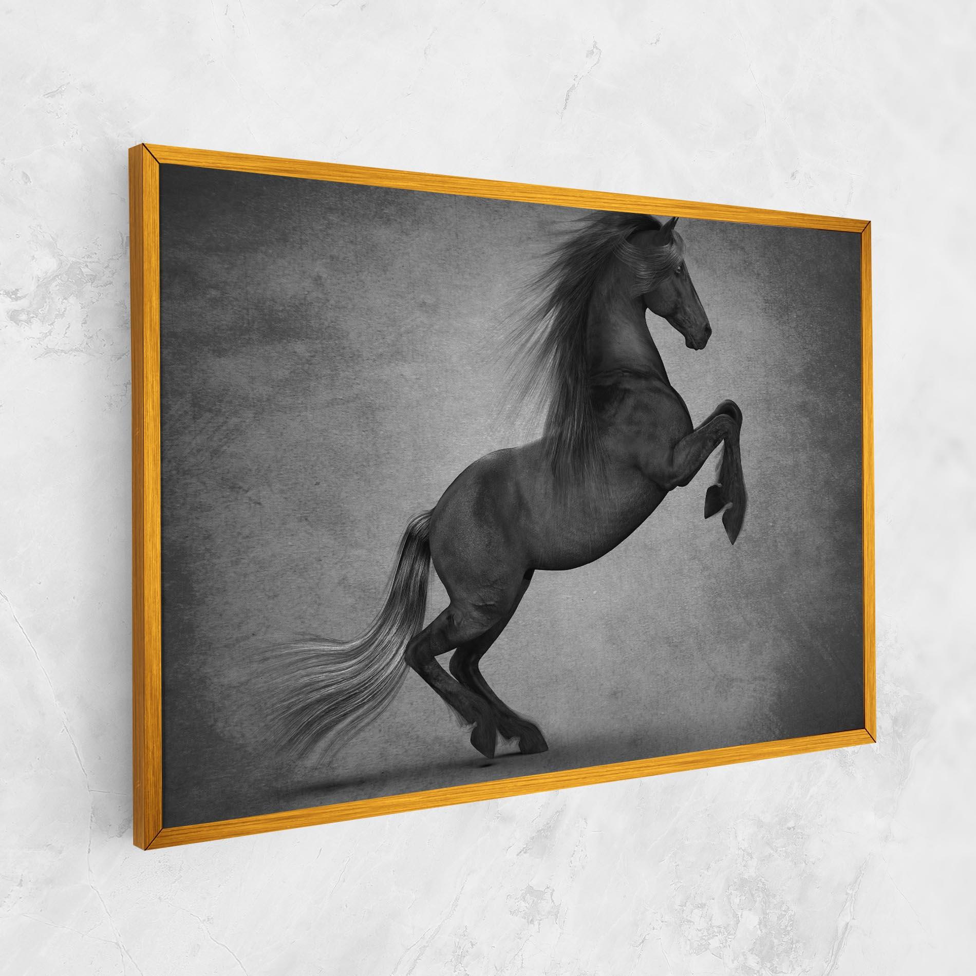 Leinwandbild Black Horse Jumping mockup 1