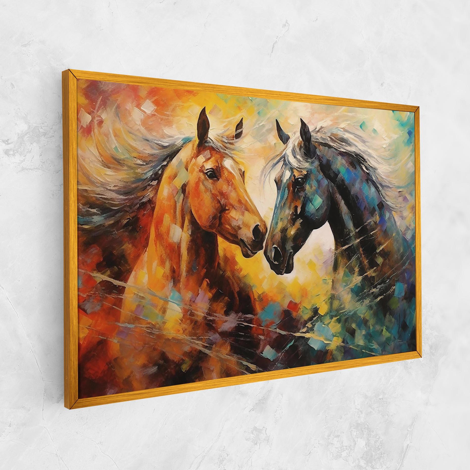 Leinwandbild Brown Black Horses mockup 1