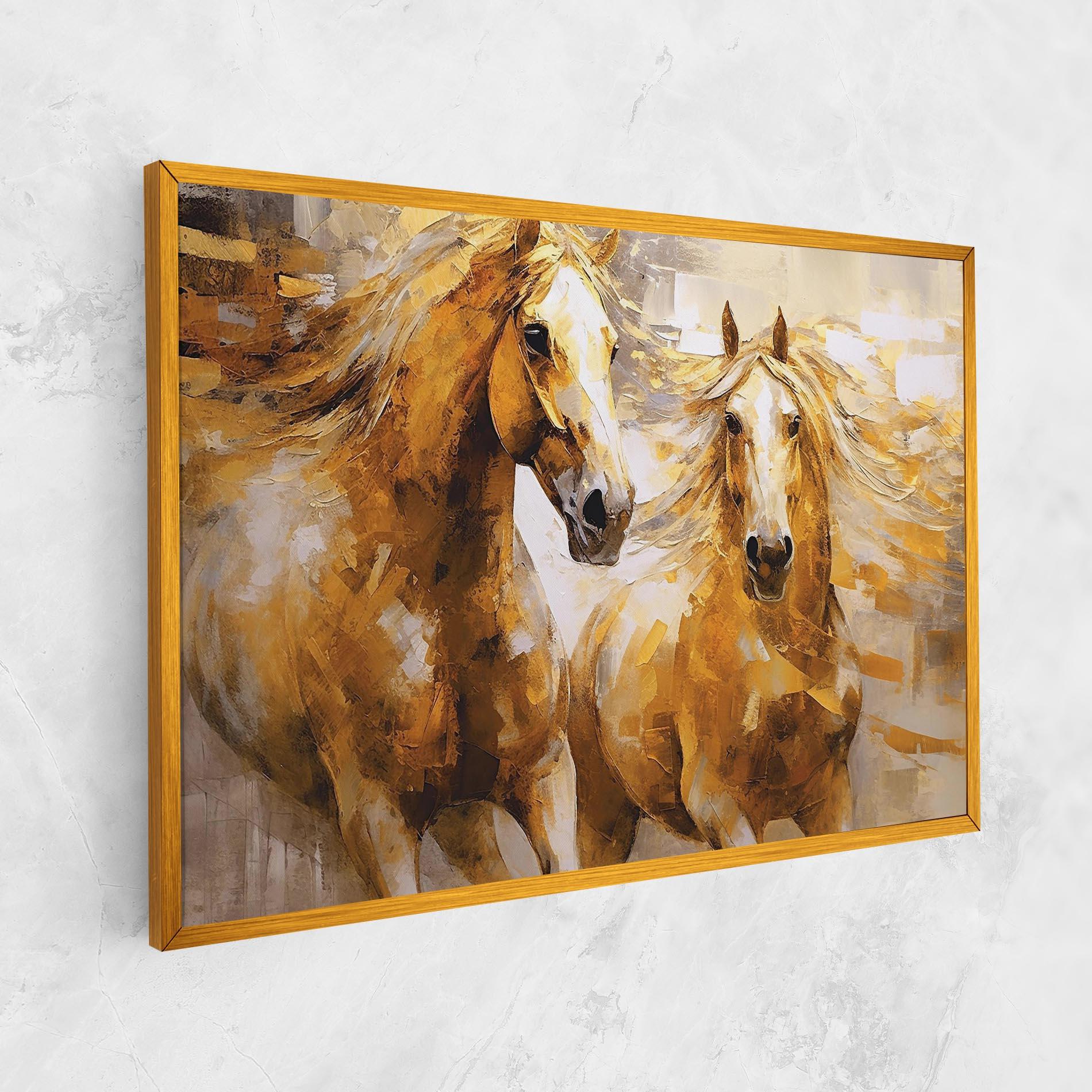 Leinwandbild Golden Brown Horses mockup 1