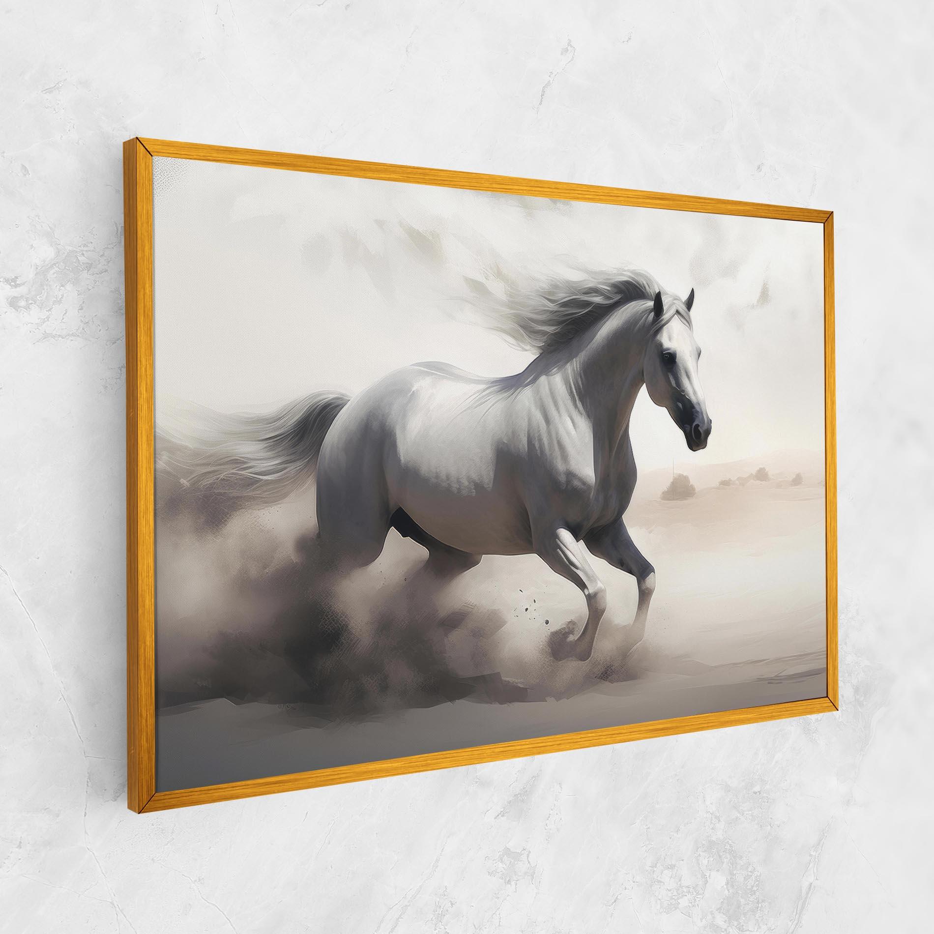Leinwandbild Light Grey Horse Galloping mockup 1
