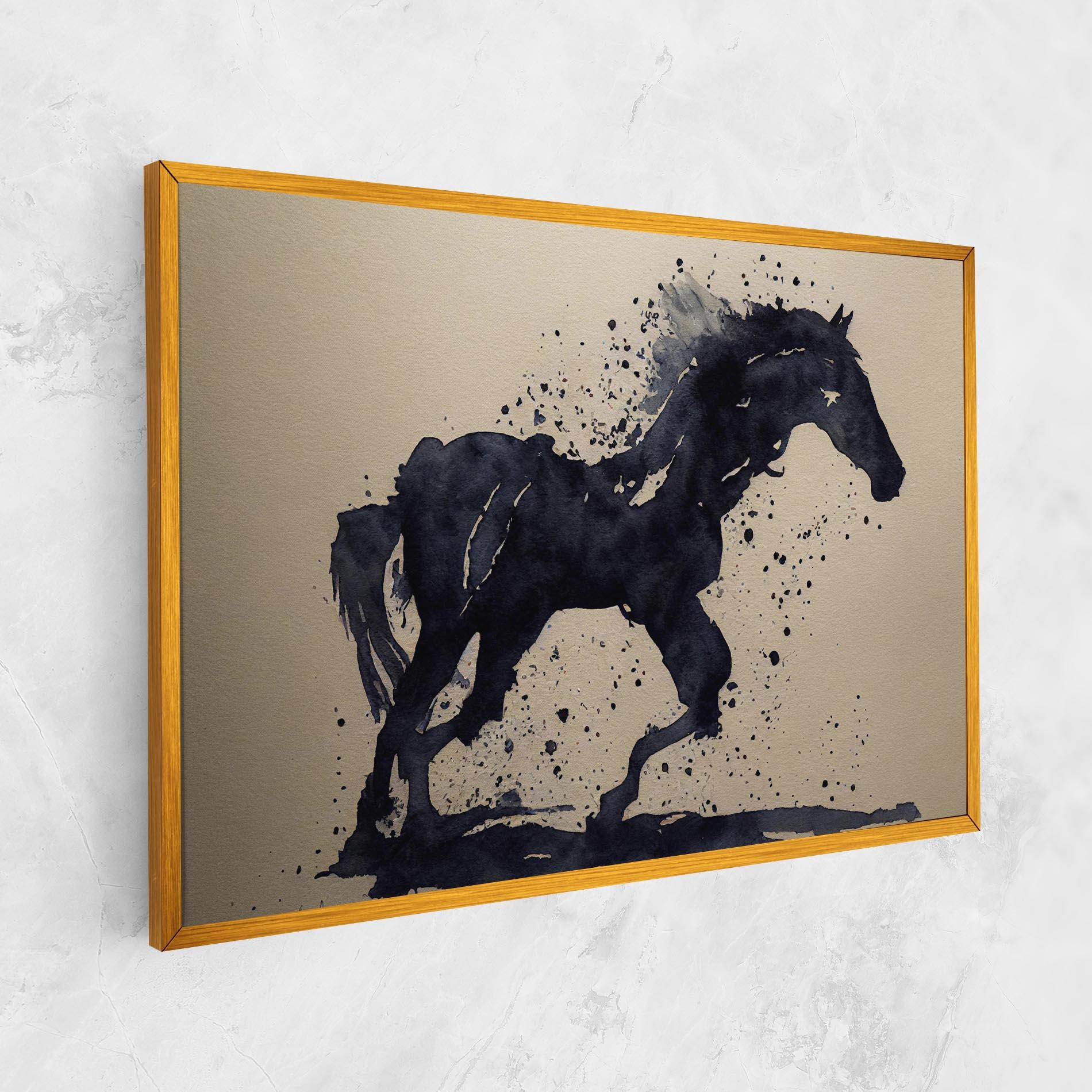 Leinwandbild Watercolor Black Horse mockup 1