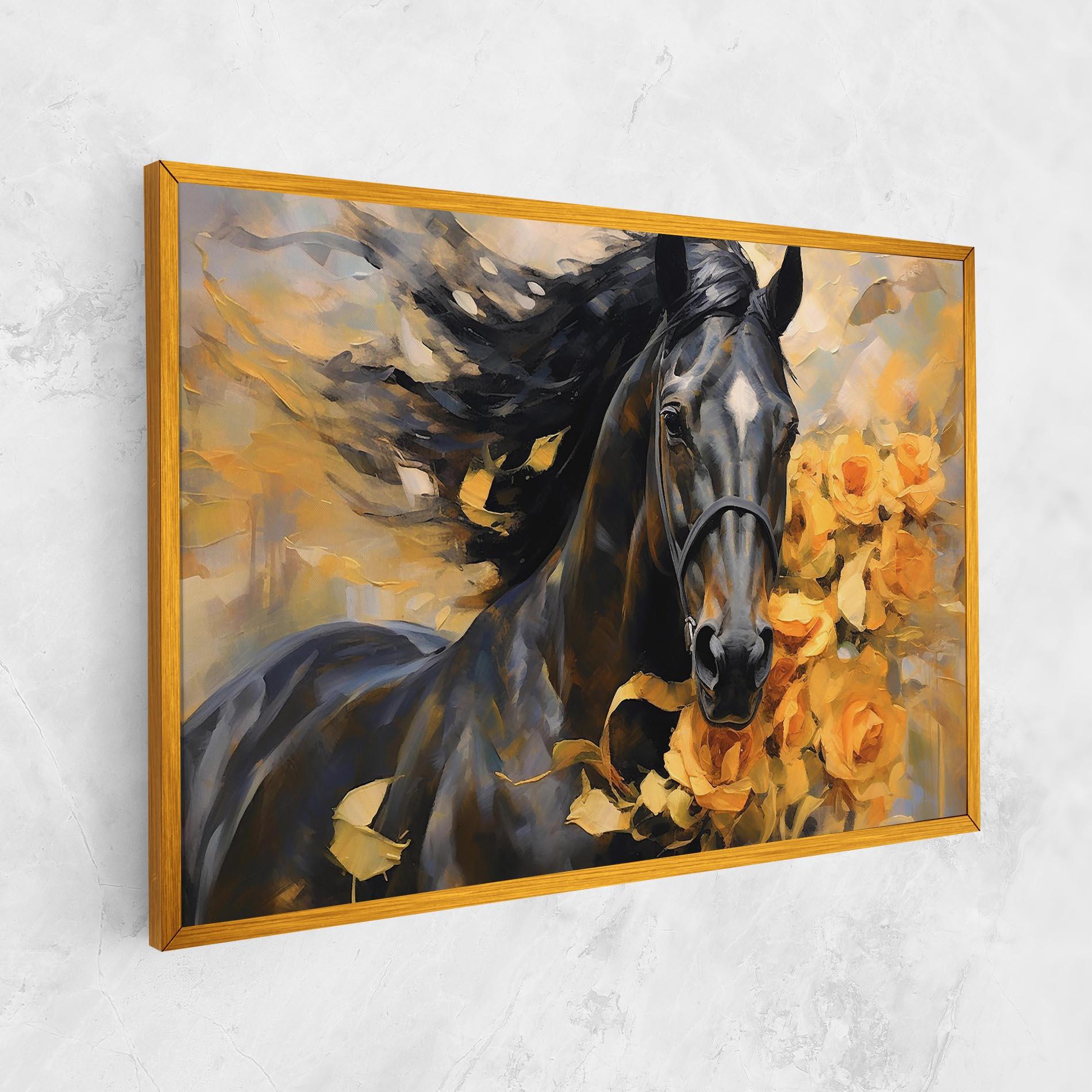 Leinwandbild Yellow Roses Horse mockup 1
