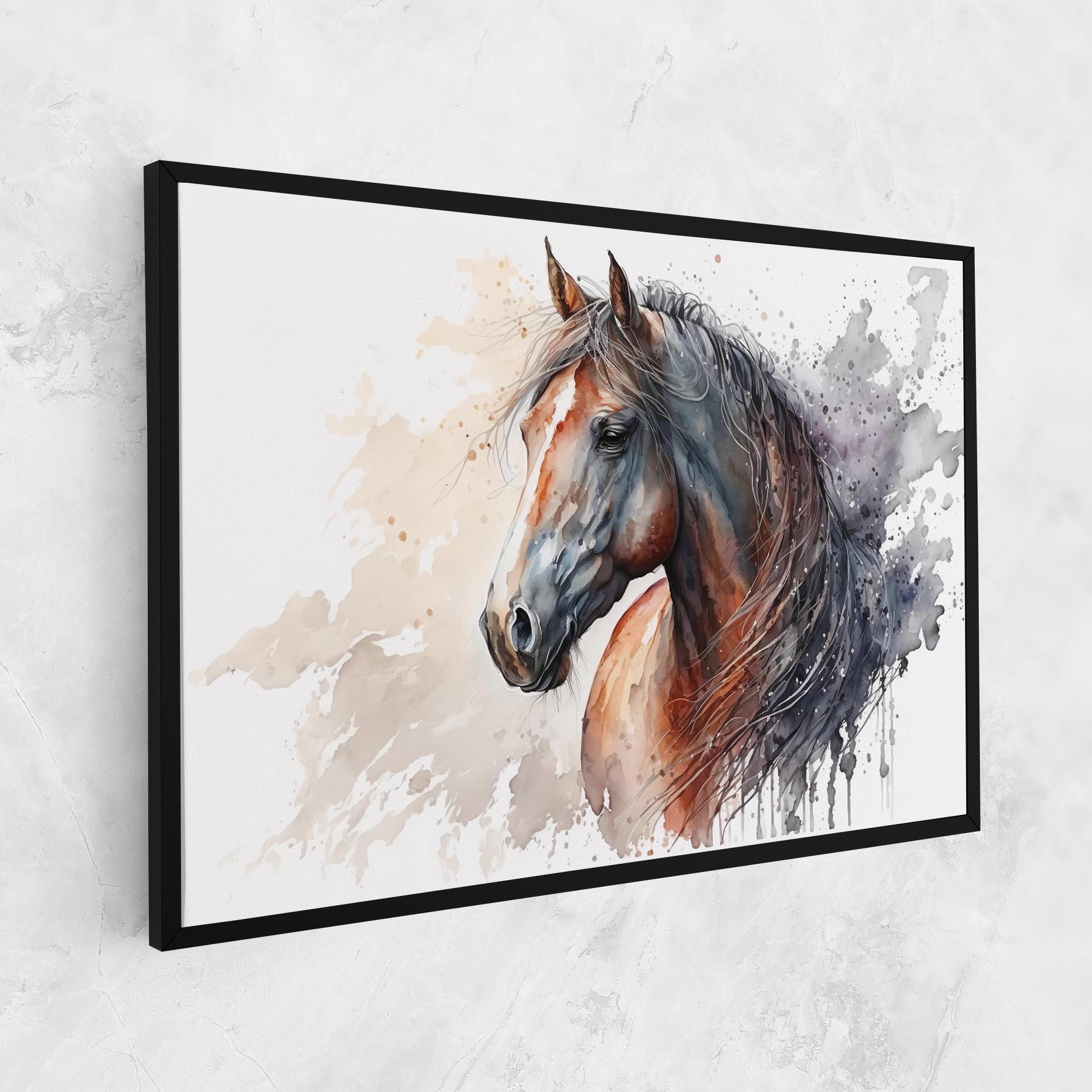 Leinwandbild Black Brown Horse Painting mockup 1