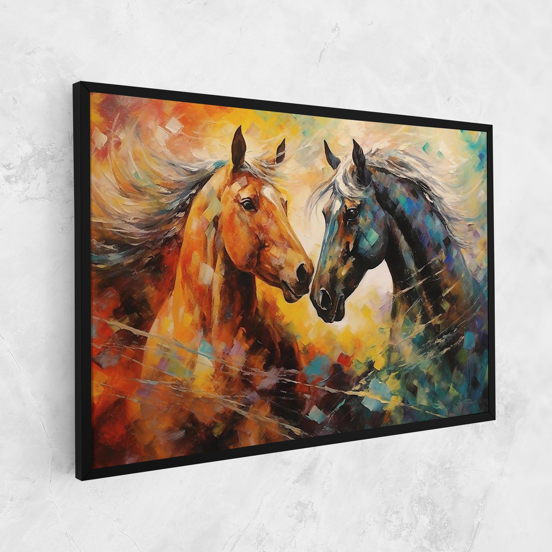 Leinwandbild Brown Black Horses mockup 1