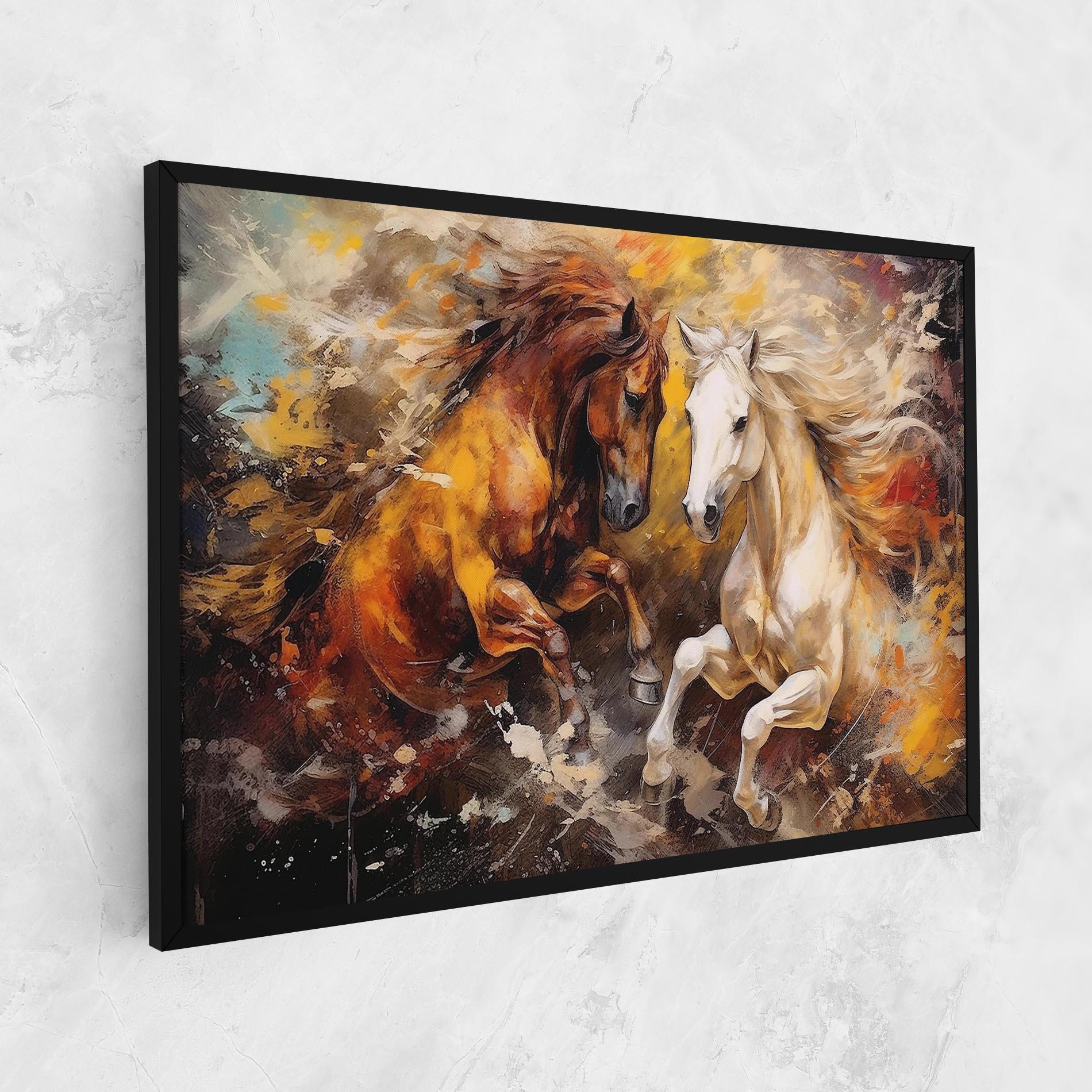 Leinwandbild Brown White Horses mockup 1