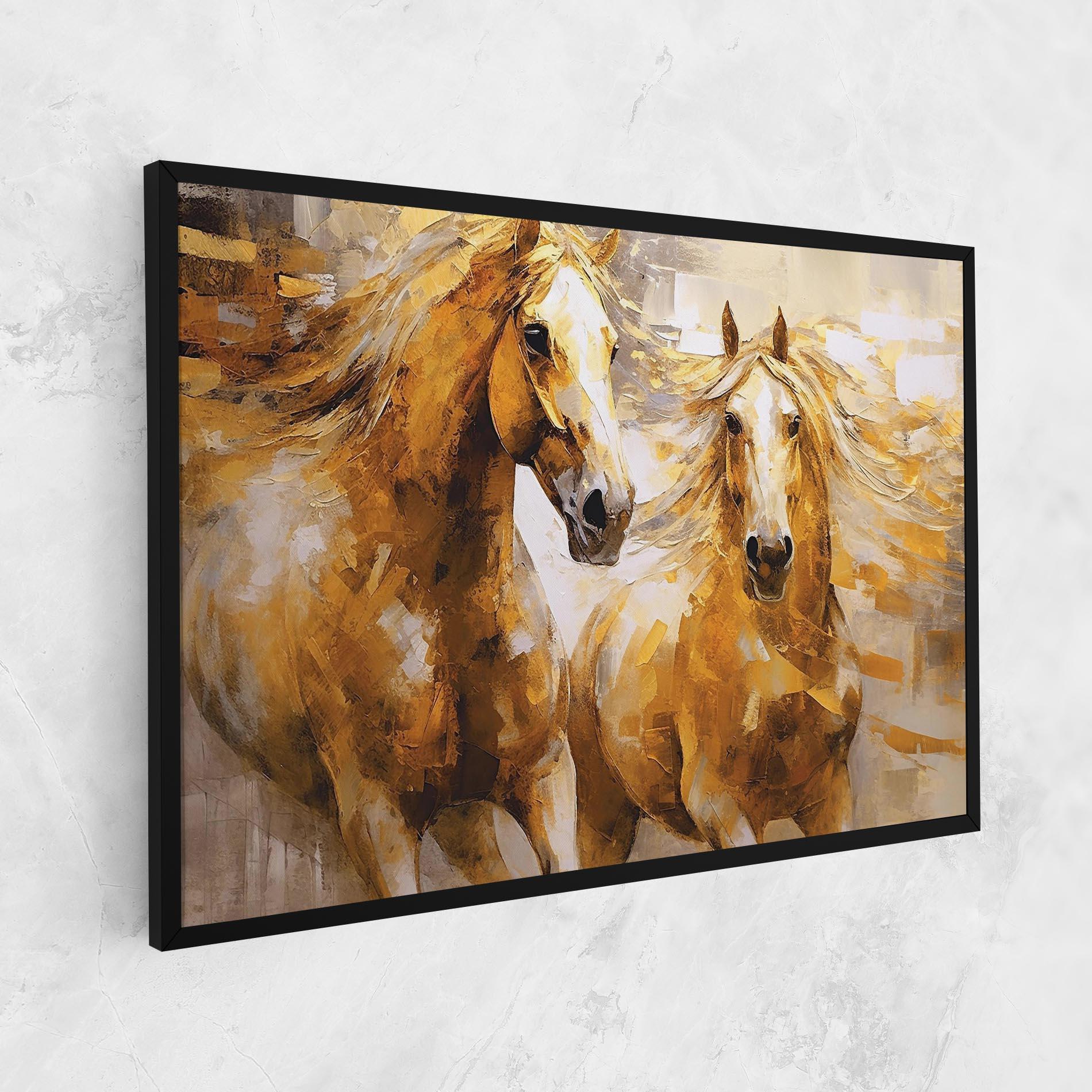 Leinwandbild Golden Brown Horses mockup 1