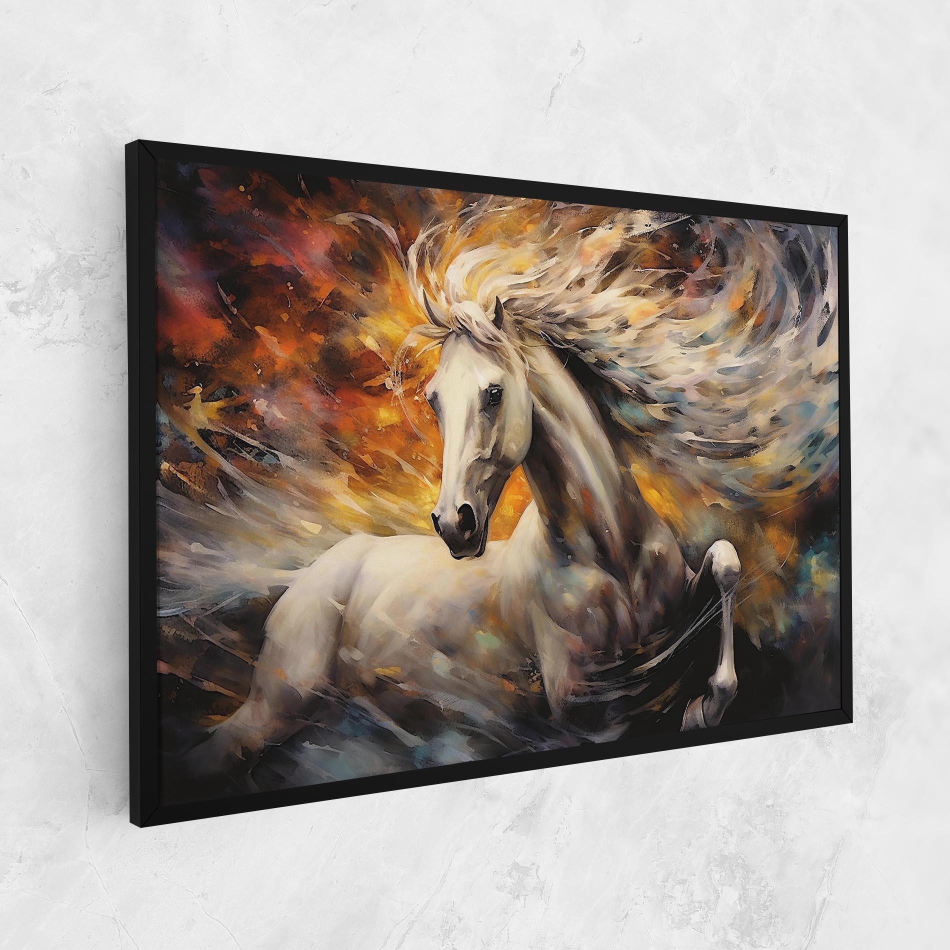 Leinwandbild White Horse Painting mockup 1