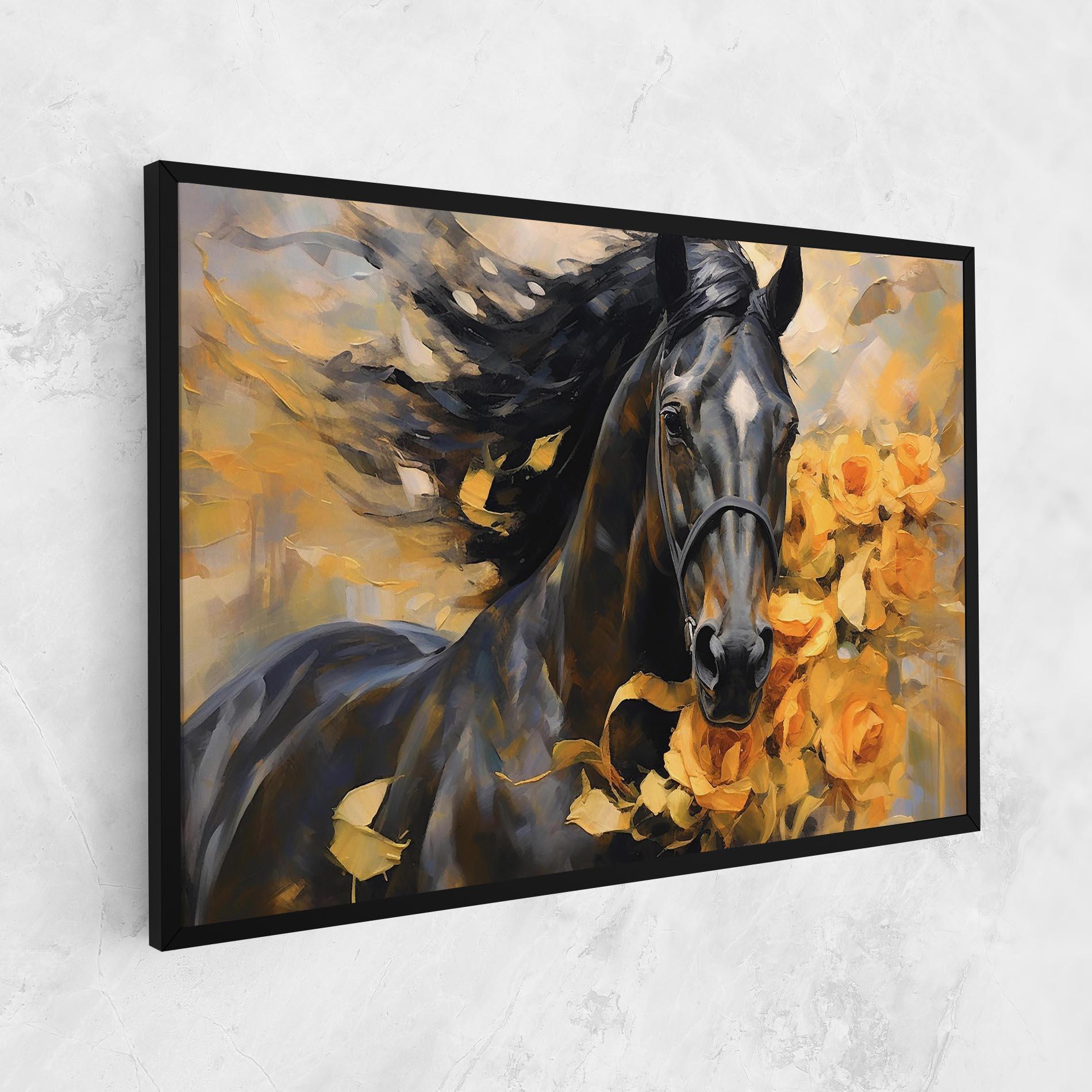 Leinwandbild Yellow Roses Horse mockup 1