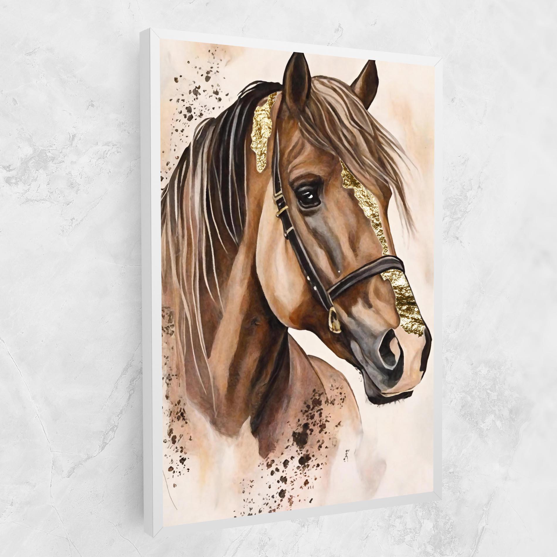 Leinwandbild Gold Horse Painting mockup 1