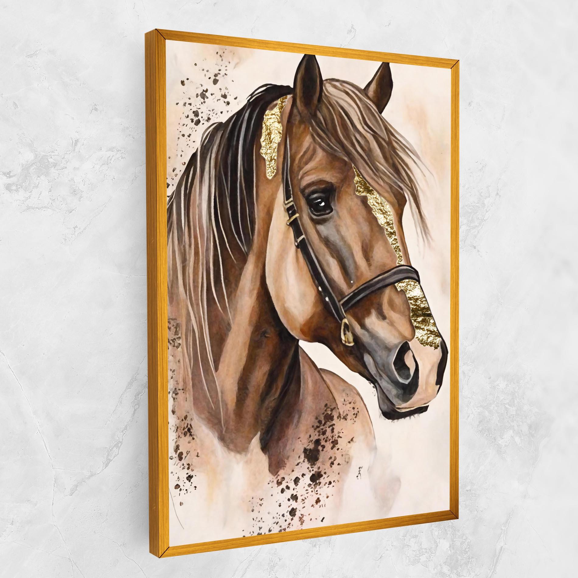 Leinwandbild Gold Horse Painting mockup 1