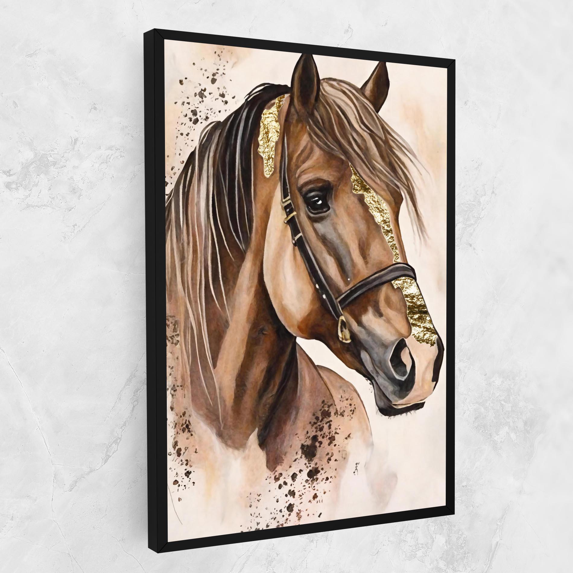 Leinwandbild Gold Horse Painting mockup 1