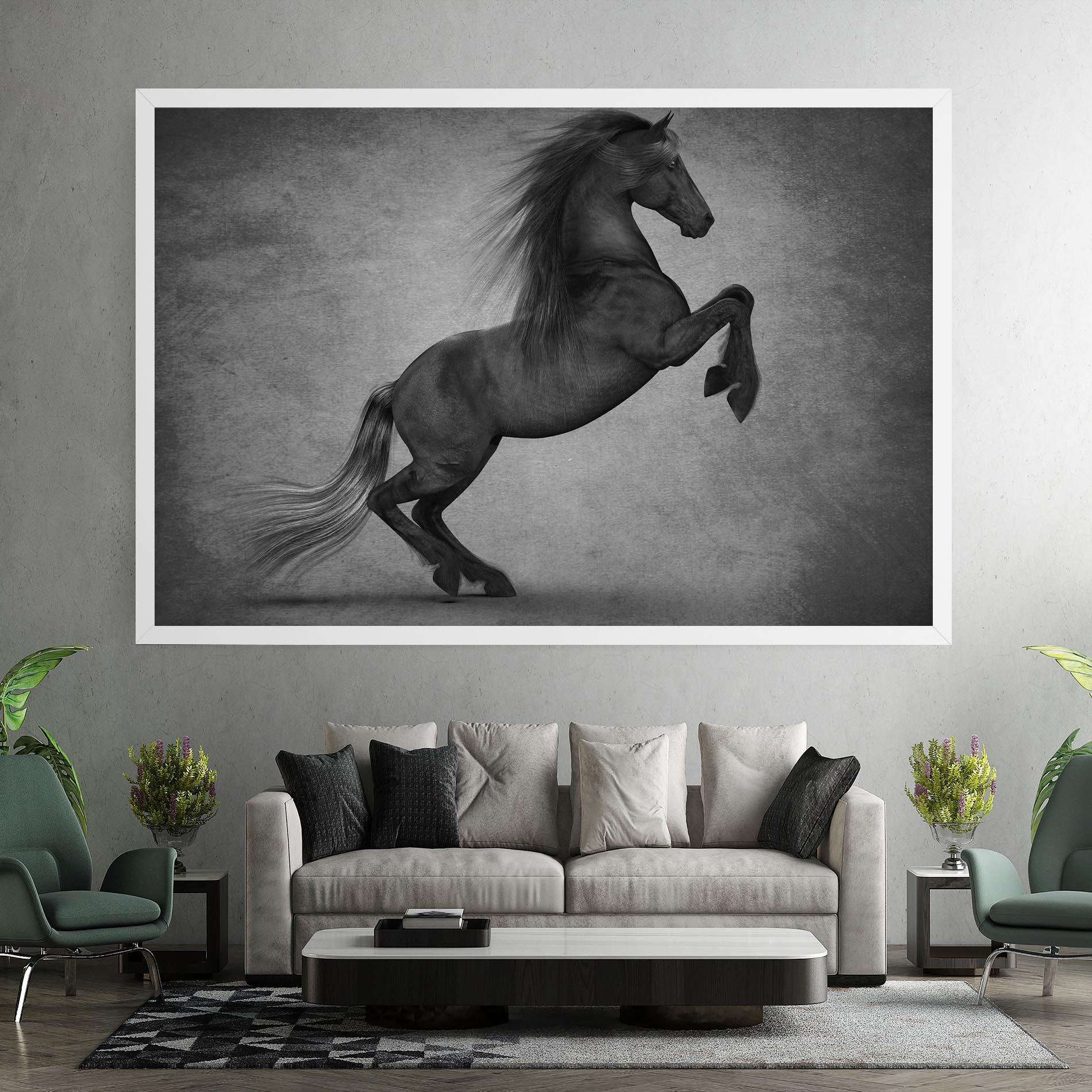 Leinwandbild Black Horse Jumping mockup 7