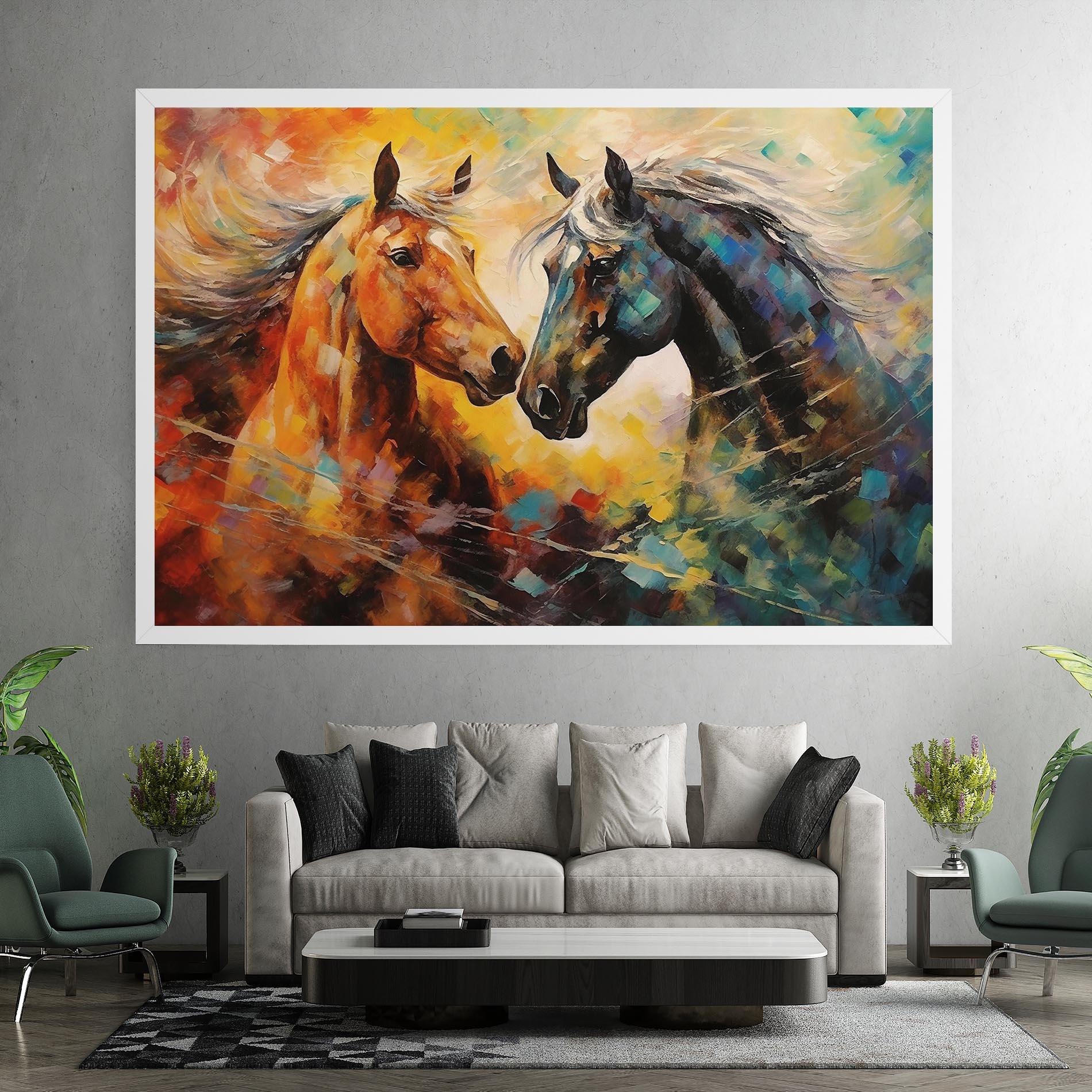 Leinwandbild Brown Black Horses mockup 7