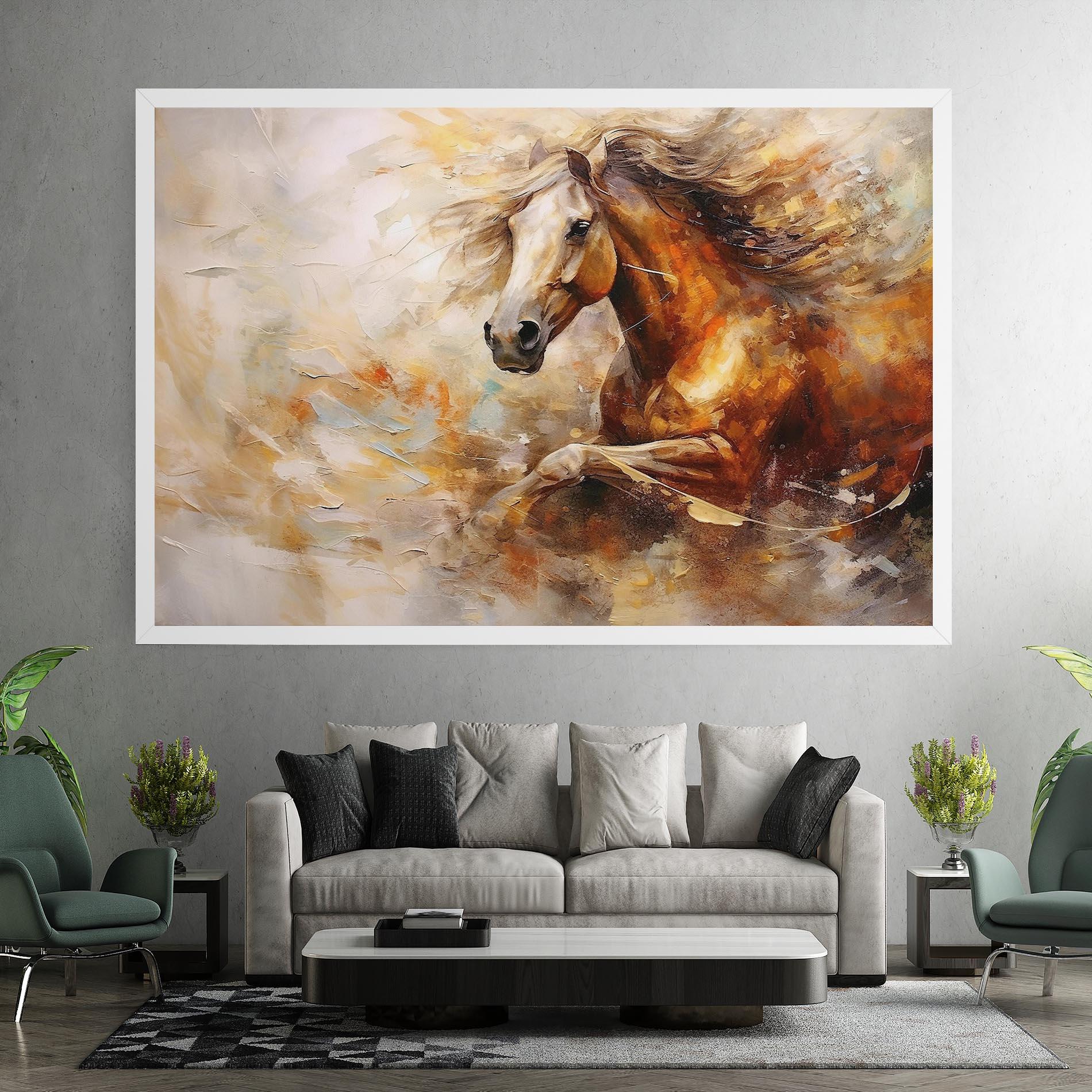 Leinwandbild Brown Horse Running mockup 7