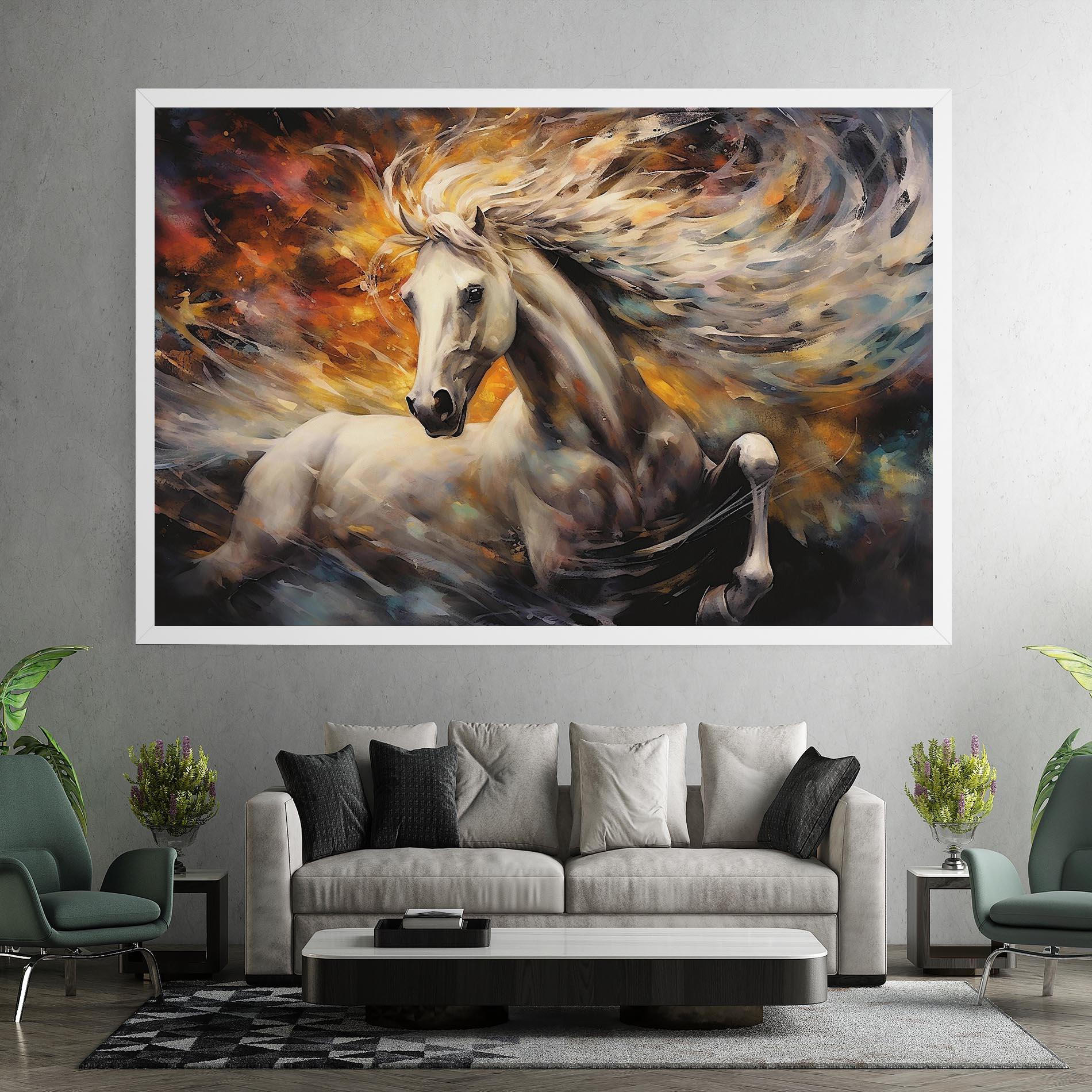Leinwandbild White Horse Painting mockup 7