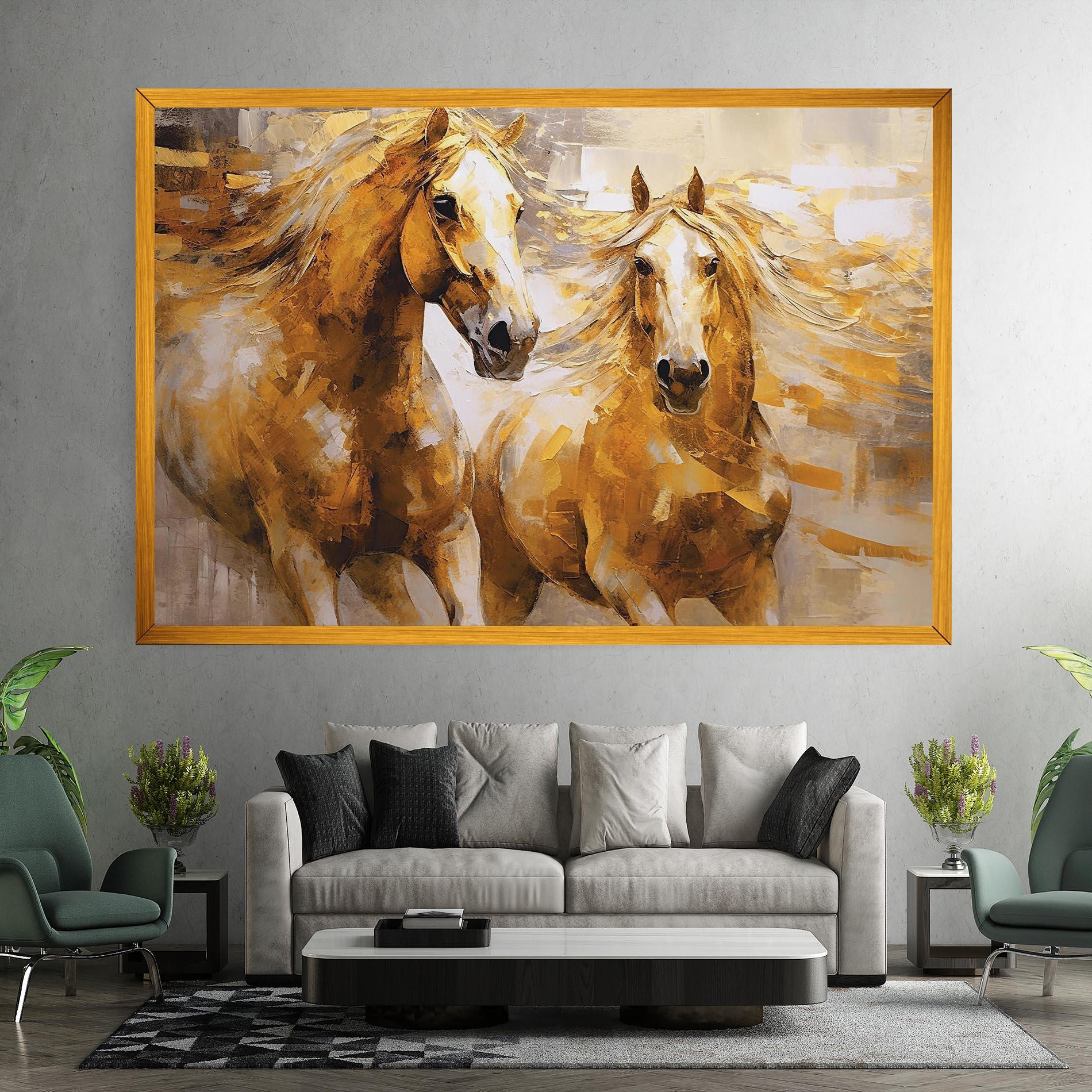 Leinwandbild Golden Brown Horses mockup 7