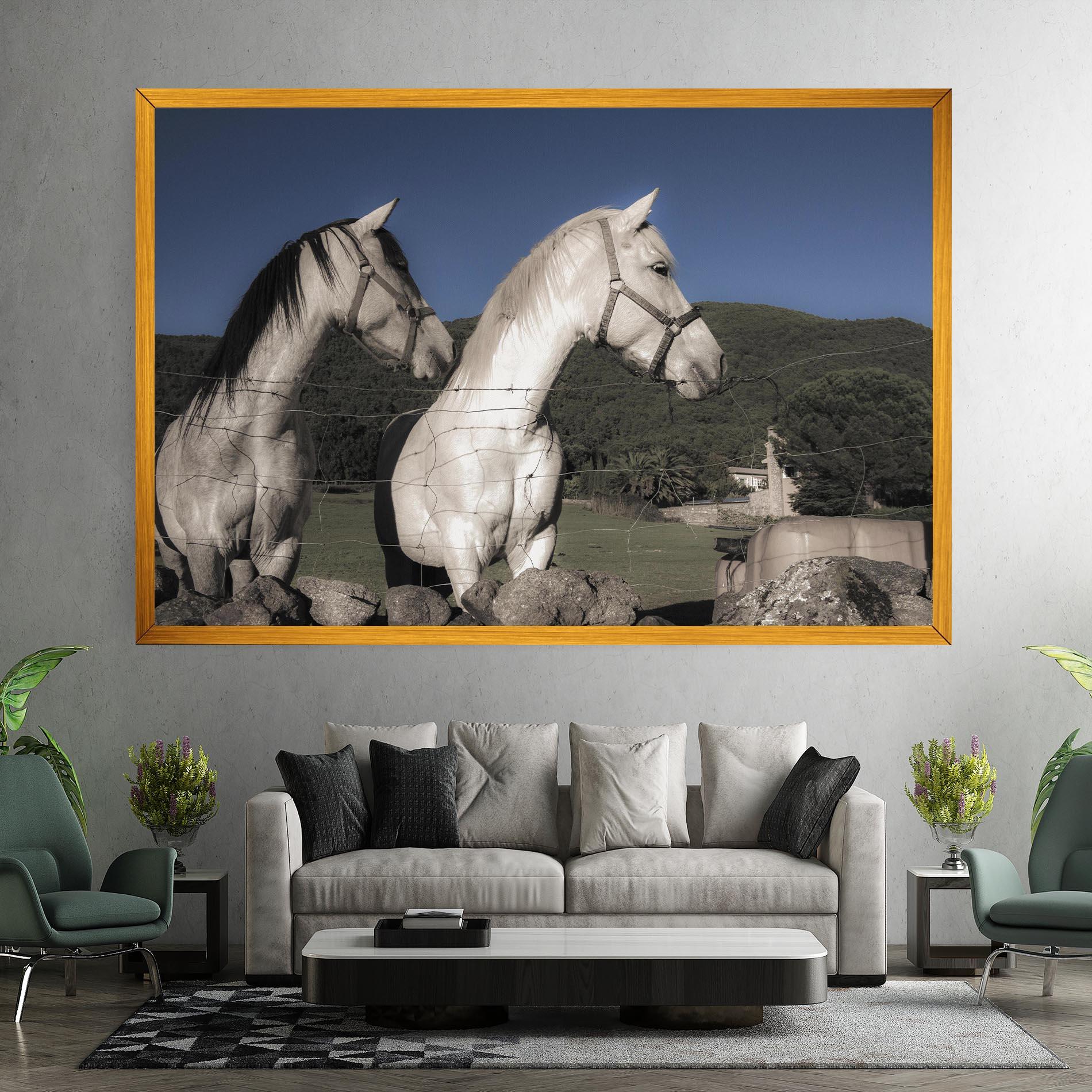 Leinwandbild White Grey Horse mockup 7