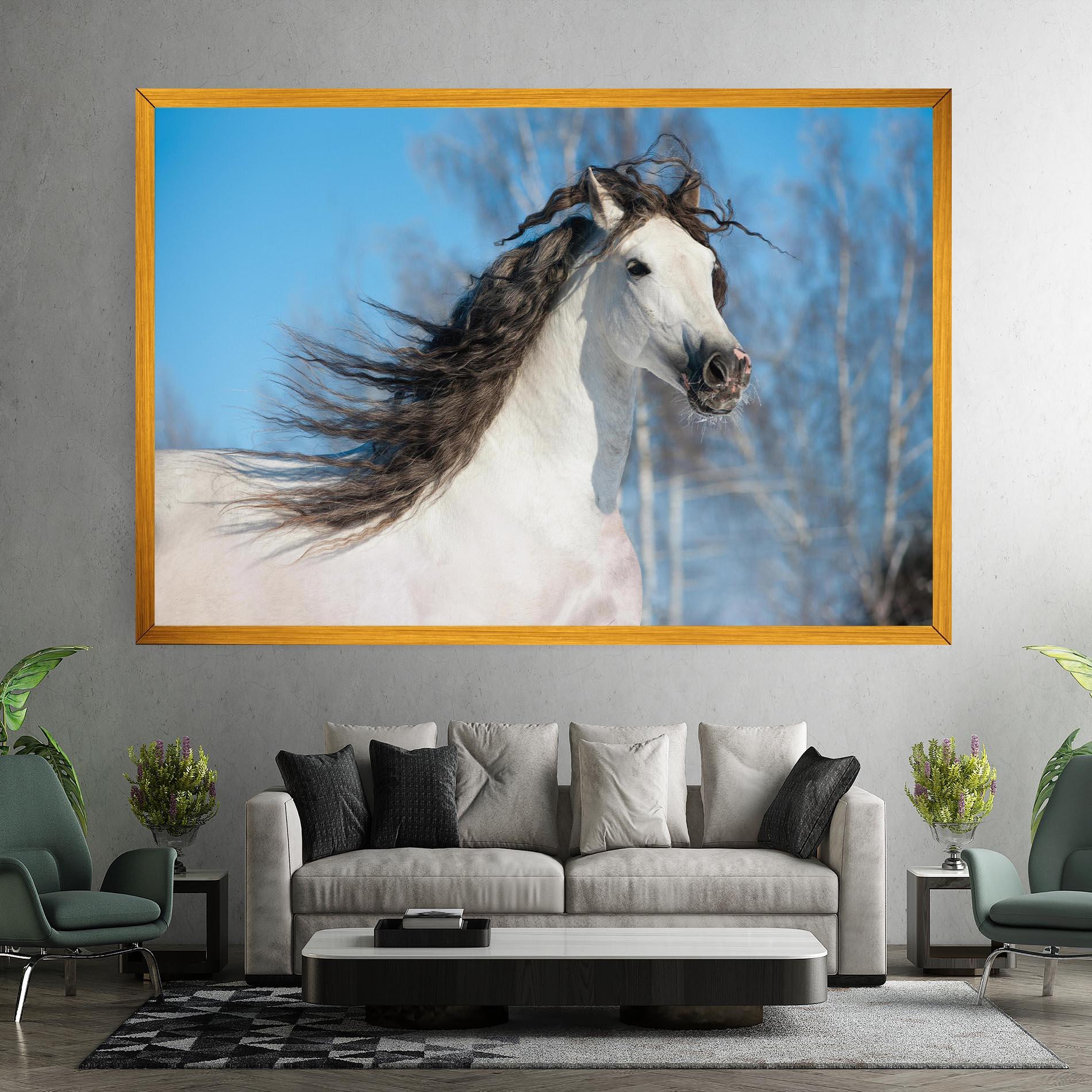 Leinwandbild Wild Black Hair Horse mockup 7