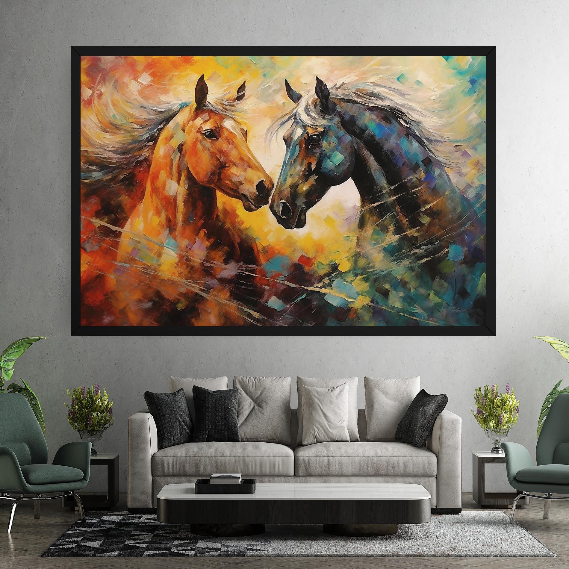 Leinwandbild Brown Black Horses mockup 7