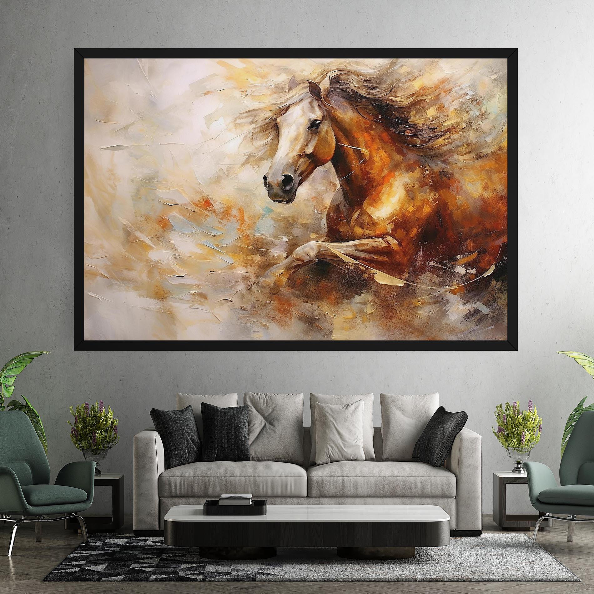 Leinwandbild Brown Horse Running mockup 7