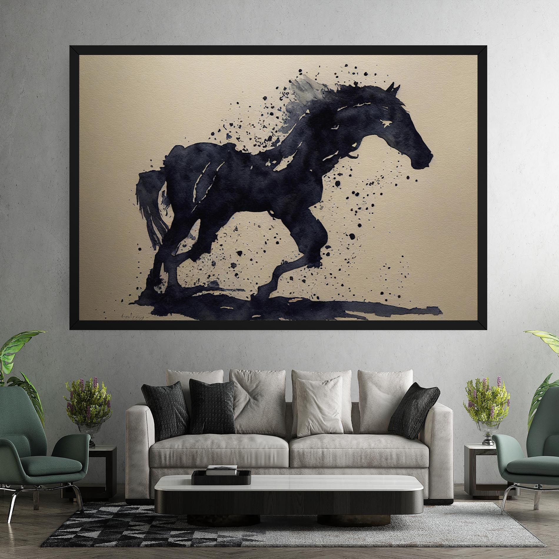 Watercolor Black Horse mockup 7