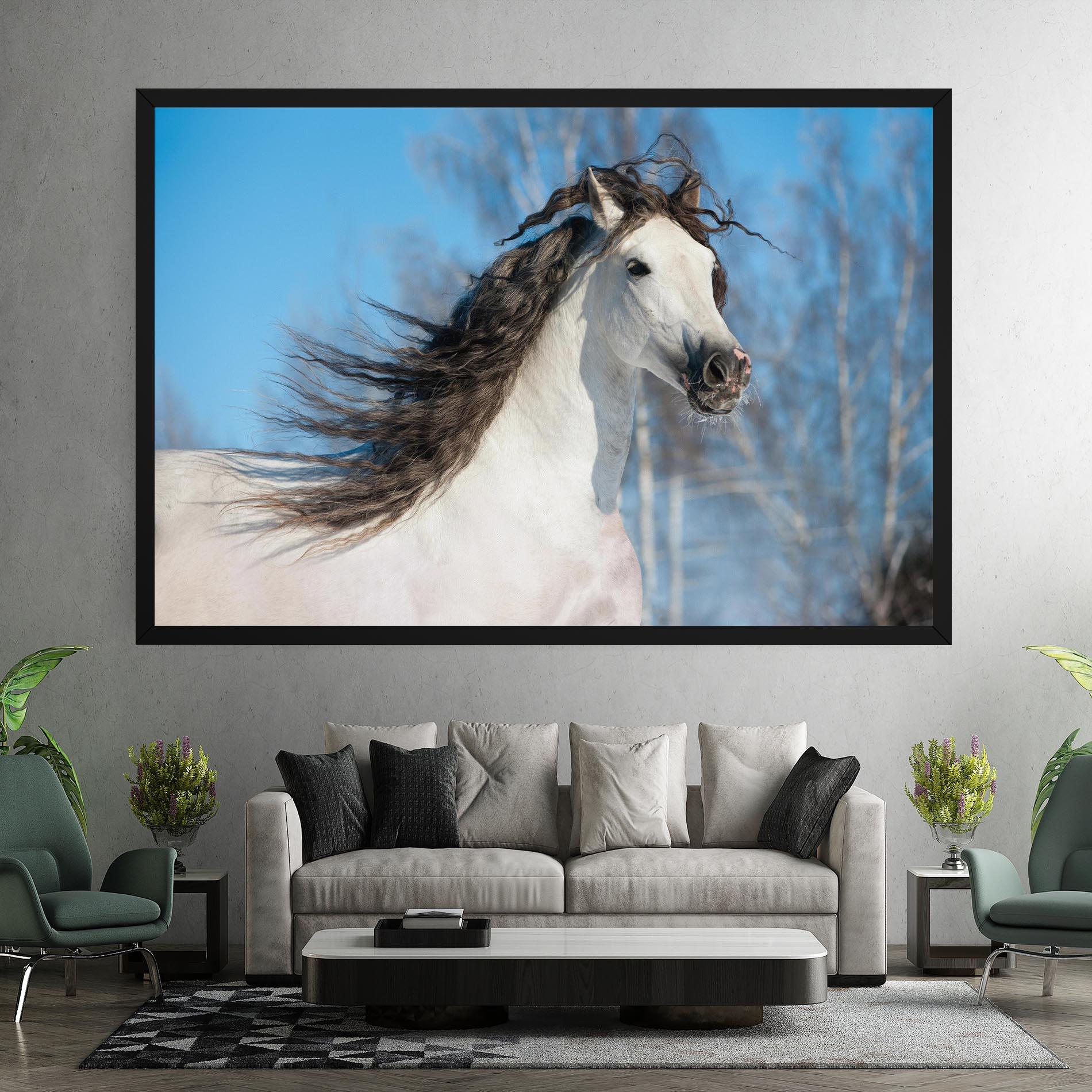 Leinwandbild Wild Black Hair Horse mockup 7