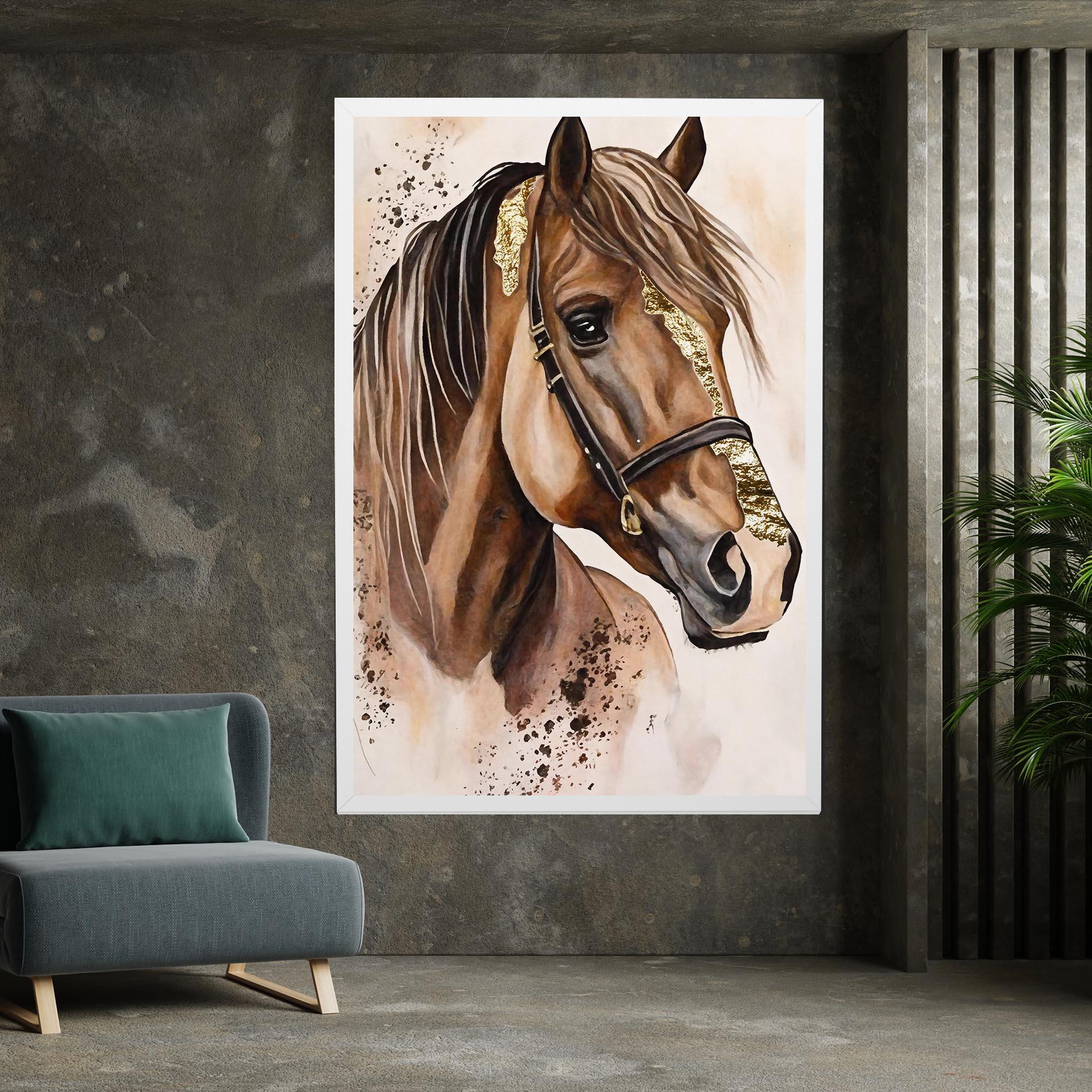 Leinwandbild Gold Horse Painting mockup 7
