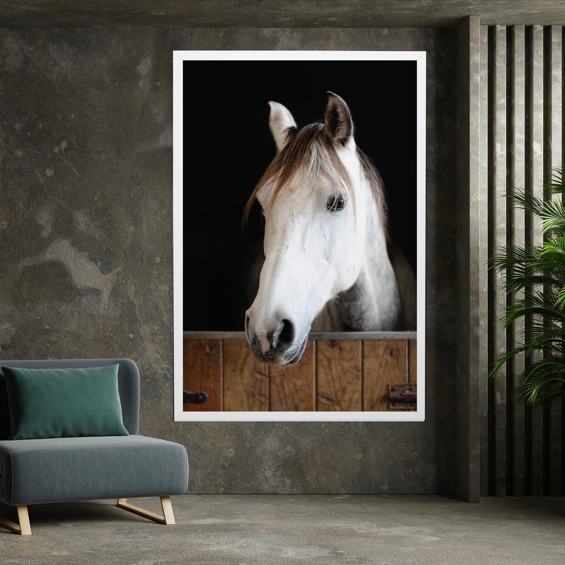 Leinwandbild Grey Horse Head mockup 7