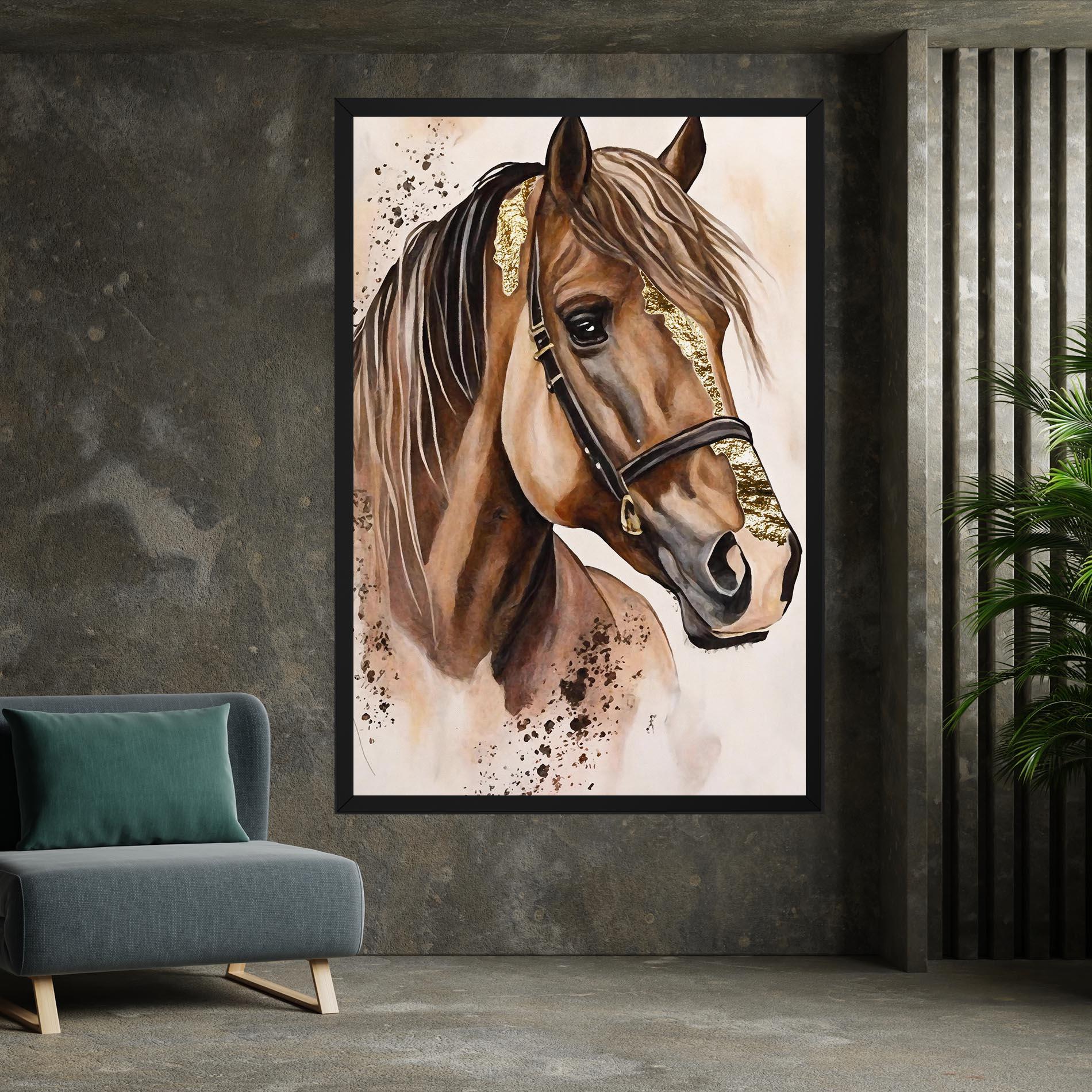 Leinwandbild Gold Horse Painting mockup 7