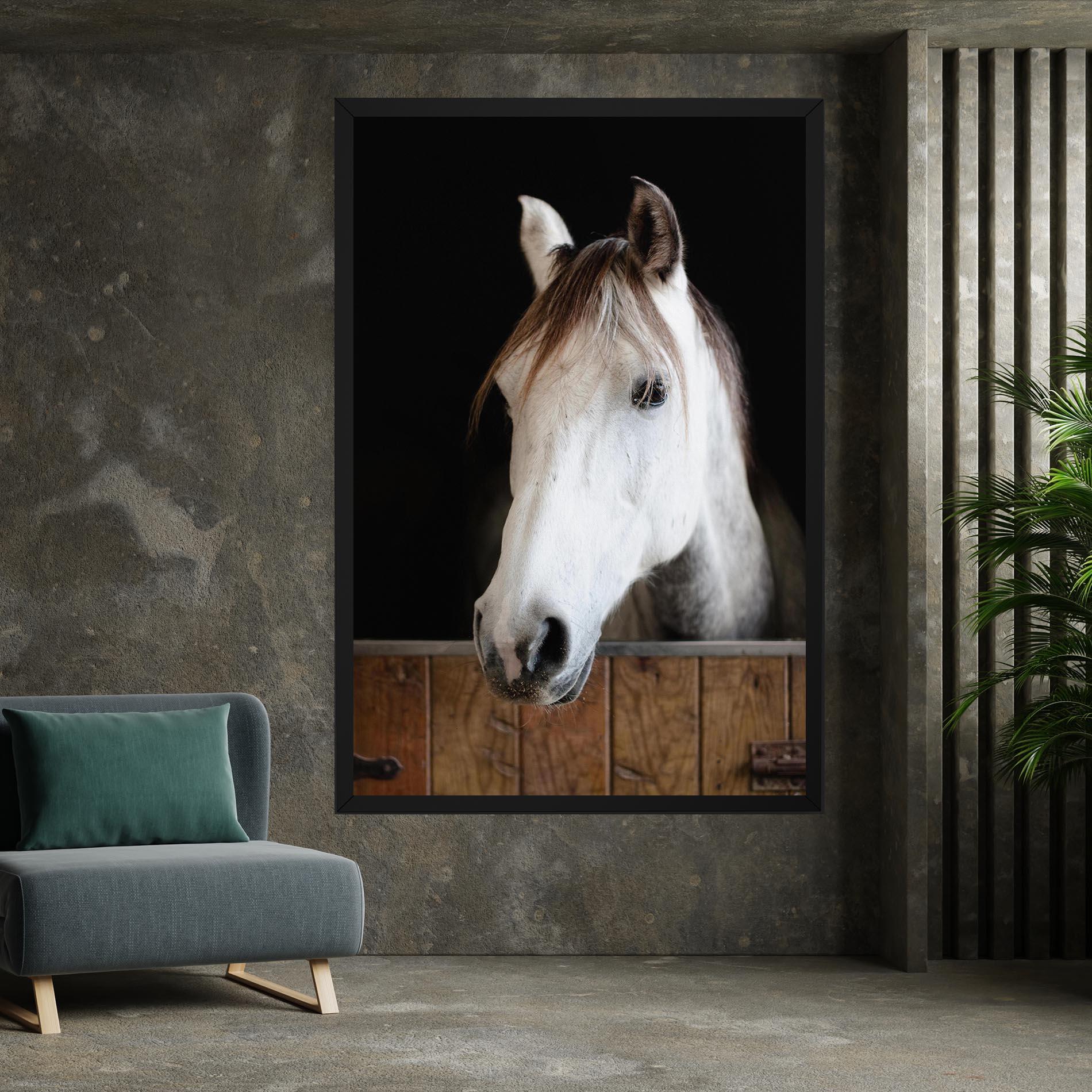 Leinwandbild Grey Horse Head mockup 7