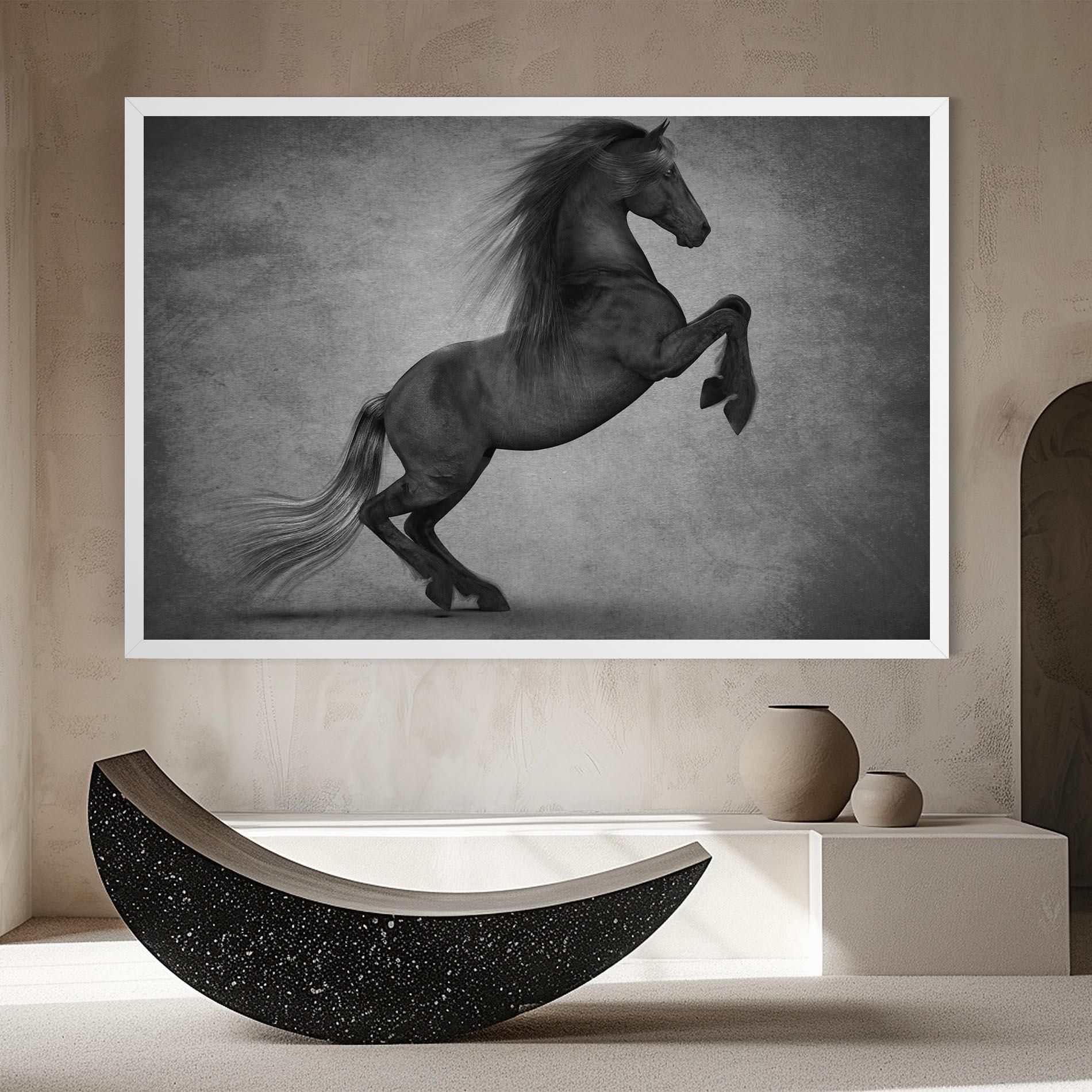 Leinwandbild Black Horse Jumping mockup 8