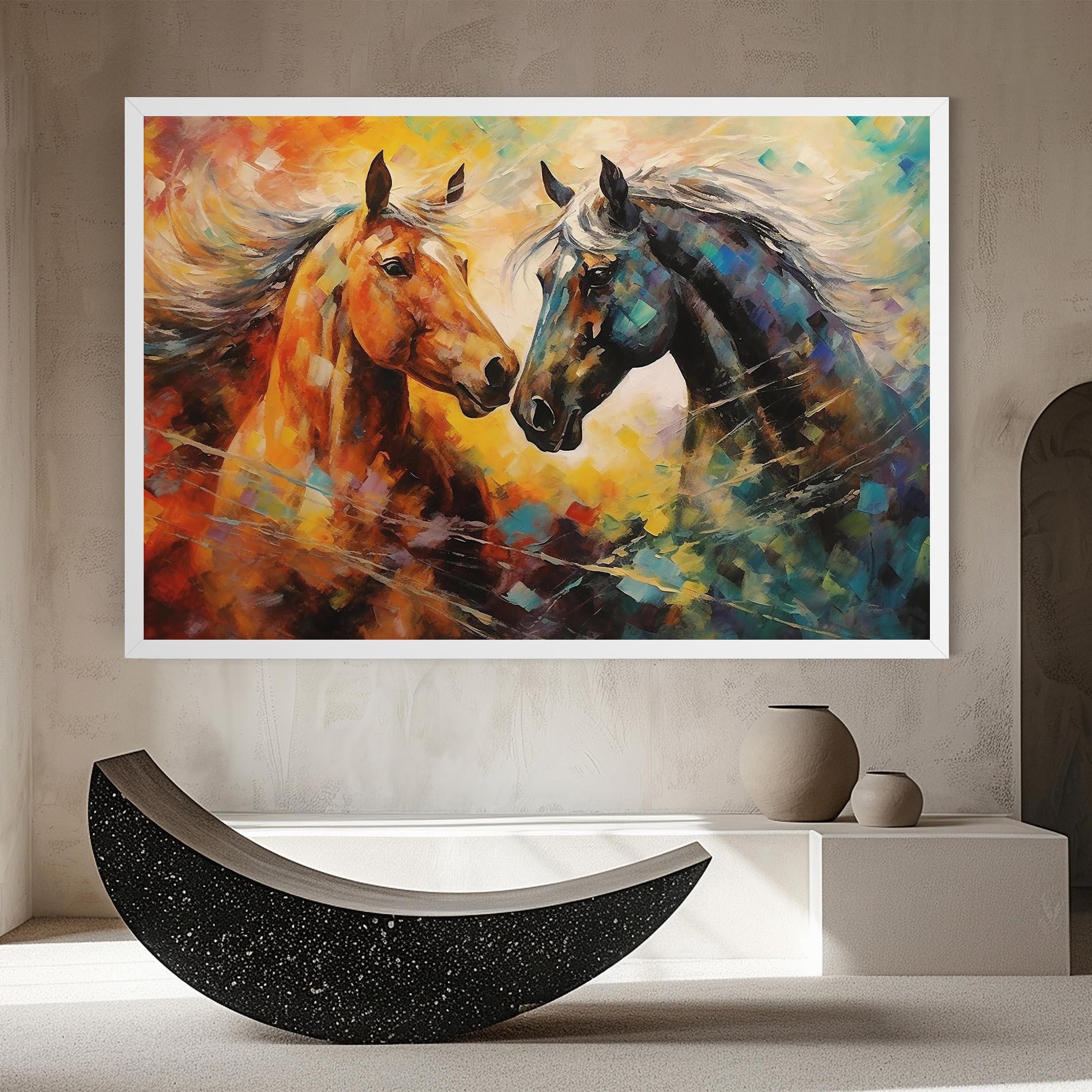 Leinwandbild Brown Black Horses mockup 8